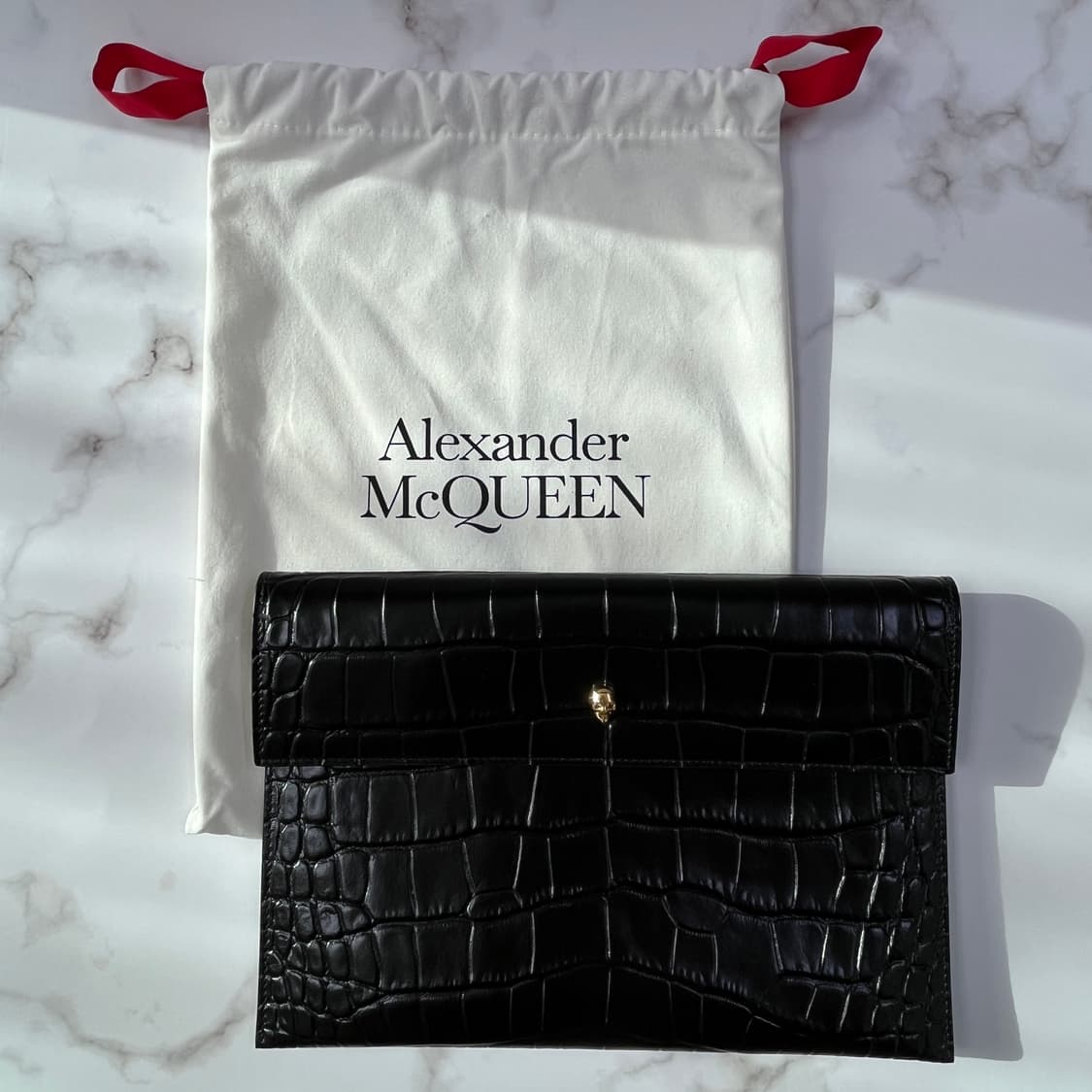 새상품 알렉산터 맥퀸 클러치 스컬 크로커다일 클러치백 상품이미지8