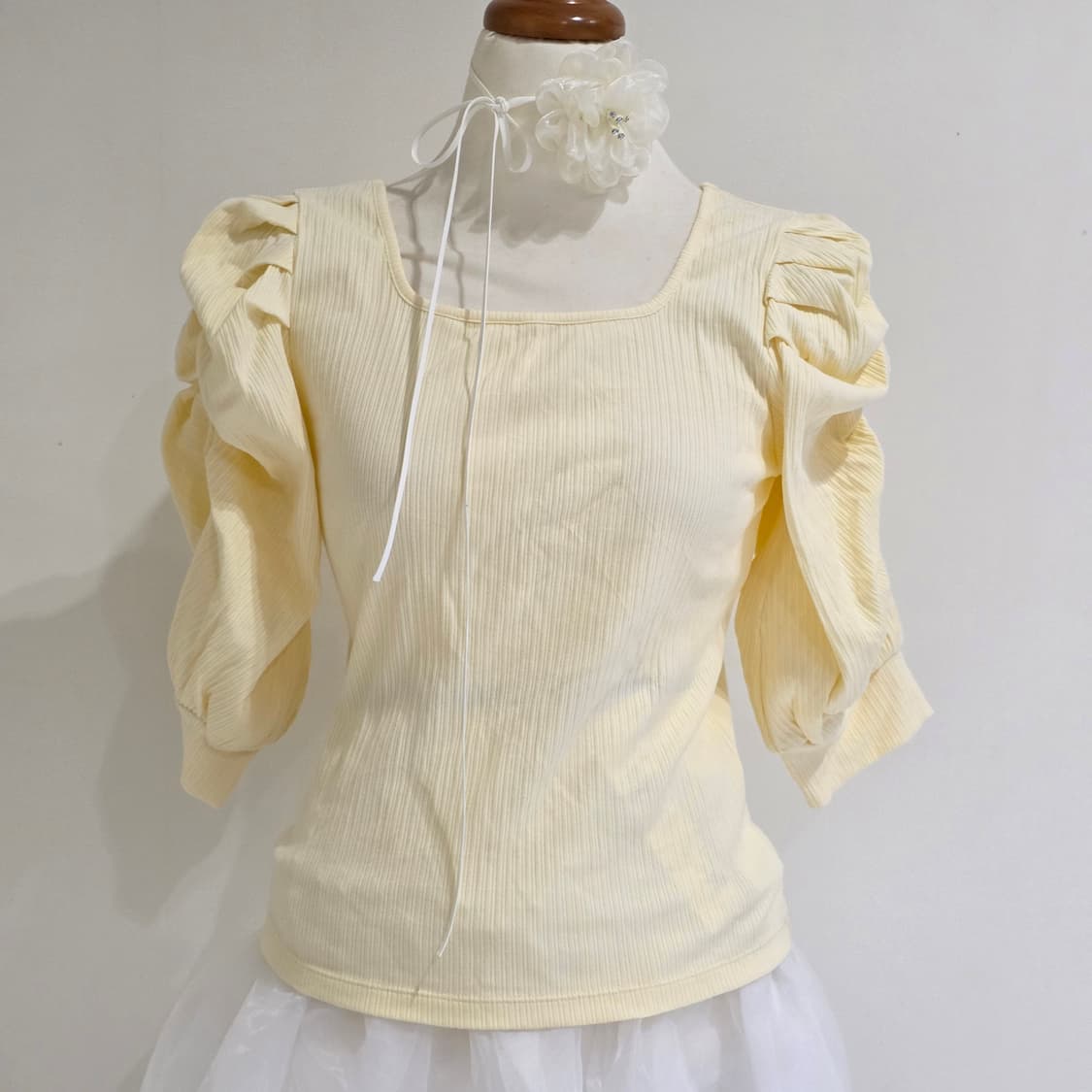 일본빈티지)퍼프 크림모리걸st 블라우스 상품이미지1