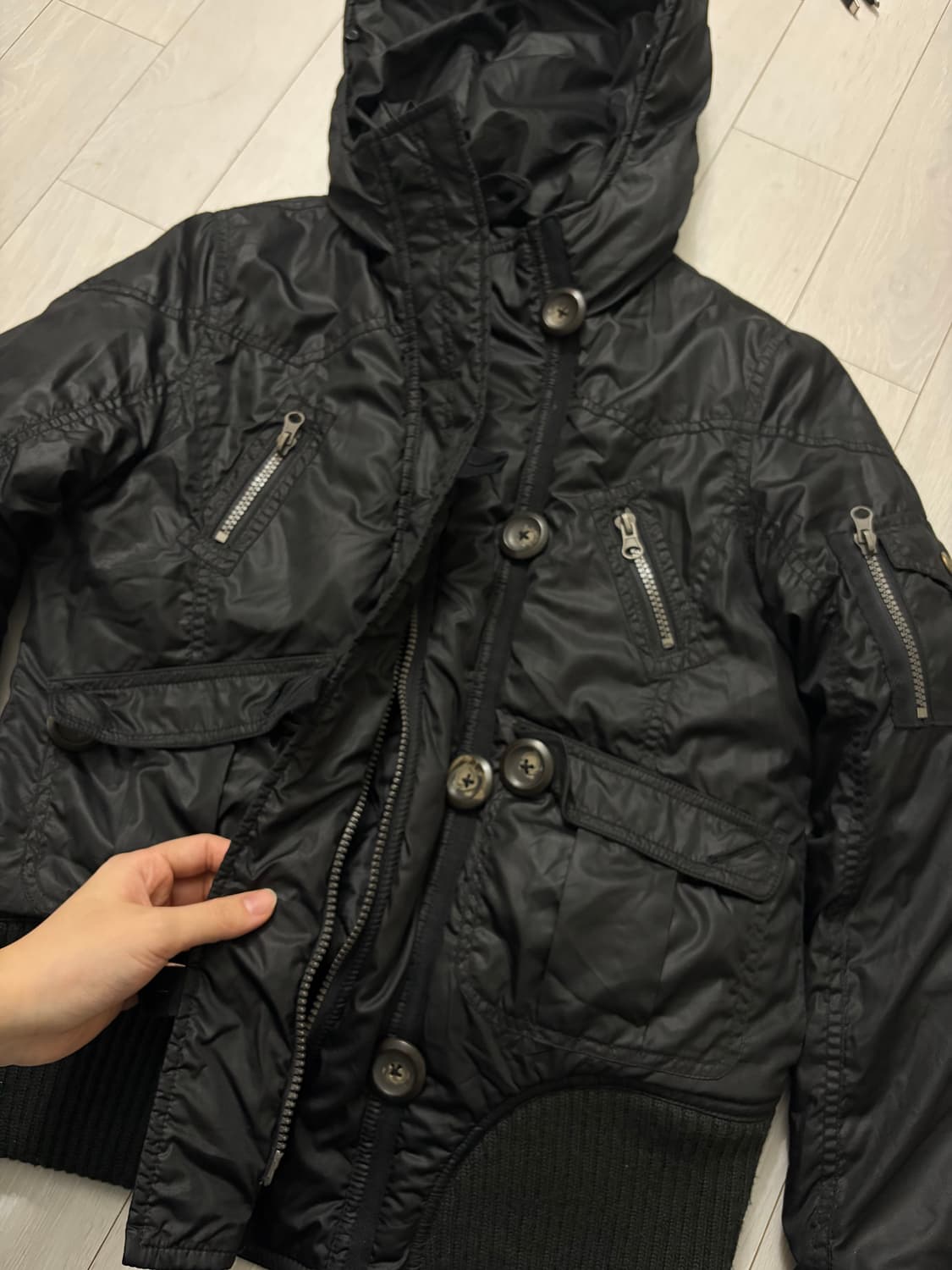 Vtg hoodie padding 디테일 후드 패딩 아우터 상품이미지3