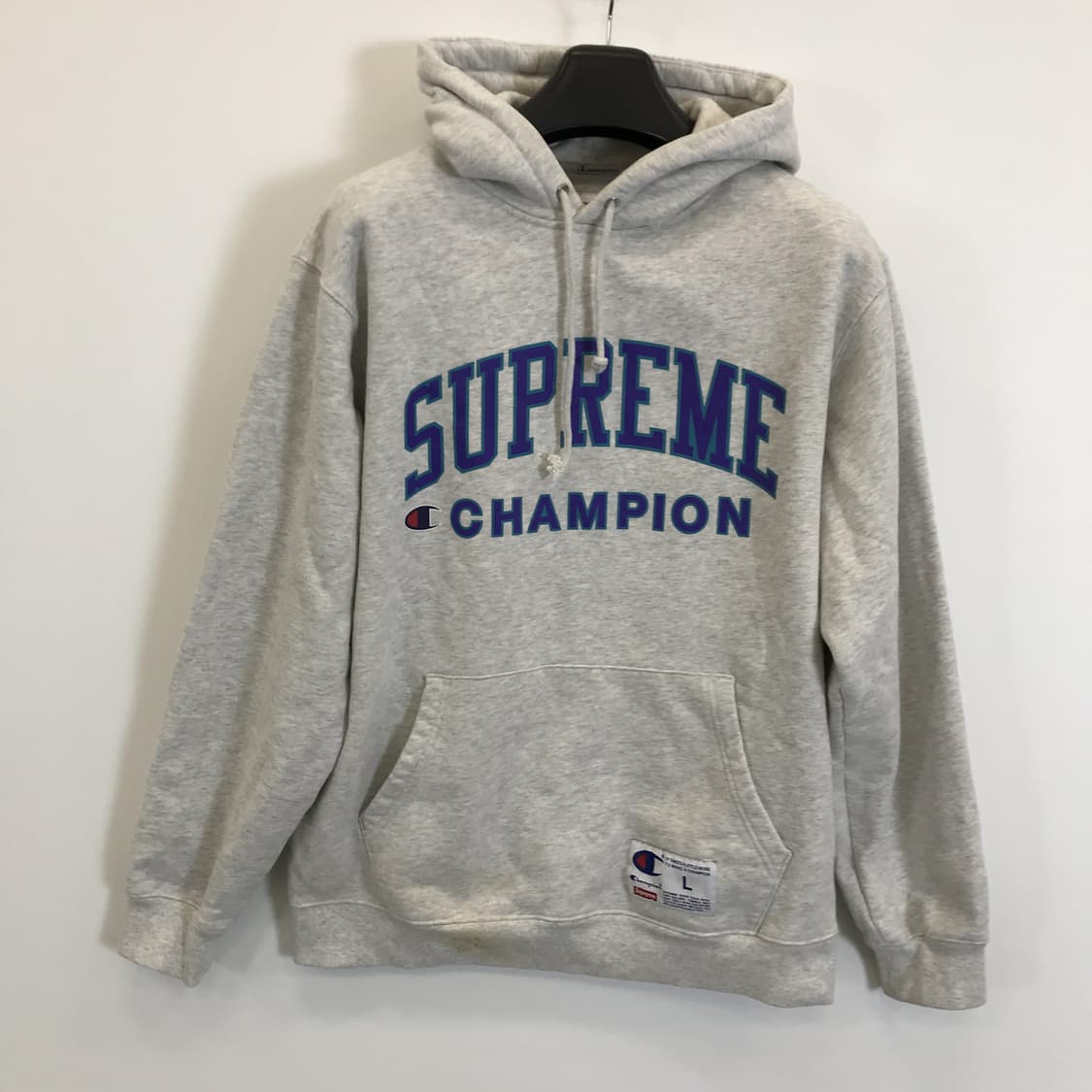 슈프림 x 챔피온 17ss 애쉬해더 후드티셔츠 [L] 상품이미지1