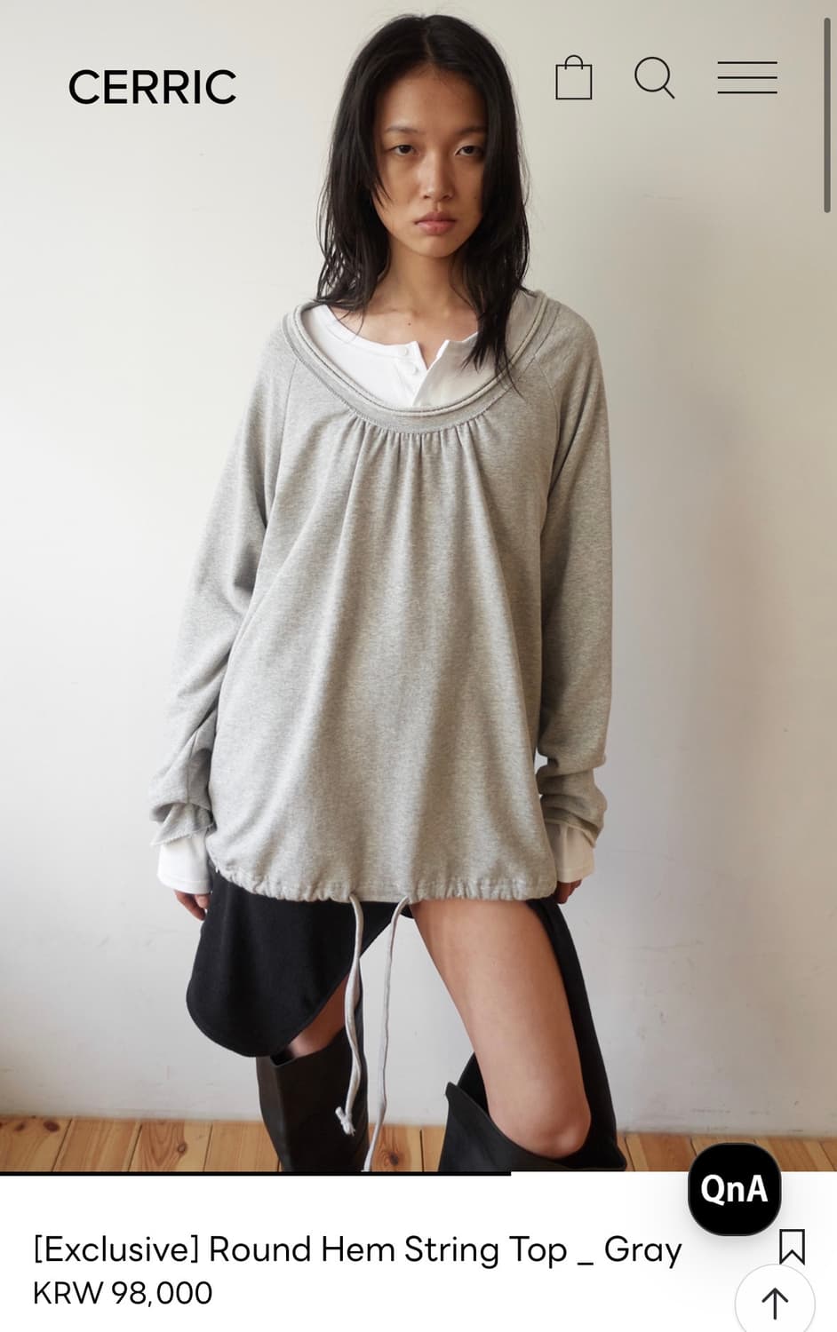 Cerric 라운드 헴 스트링 탑 Round Hem String Top 상품이미지1