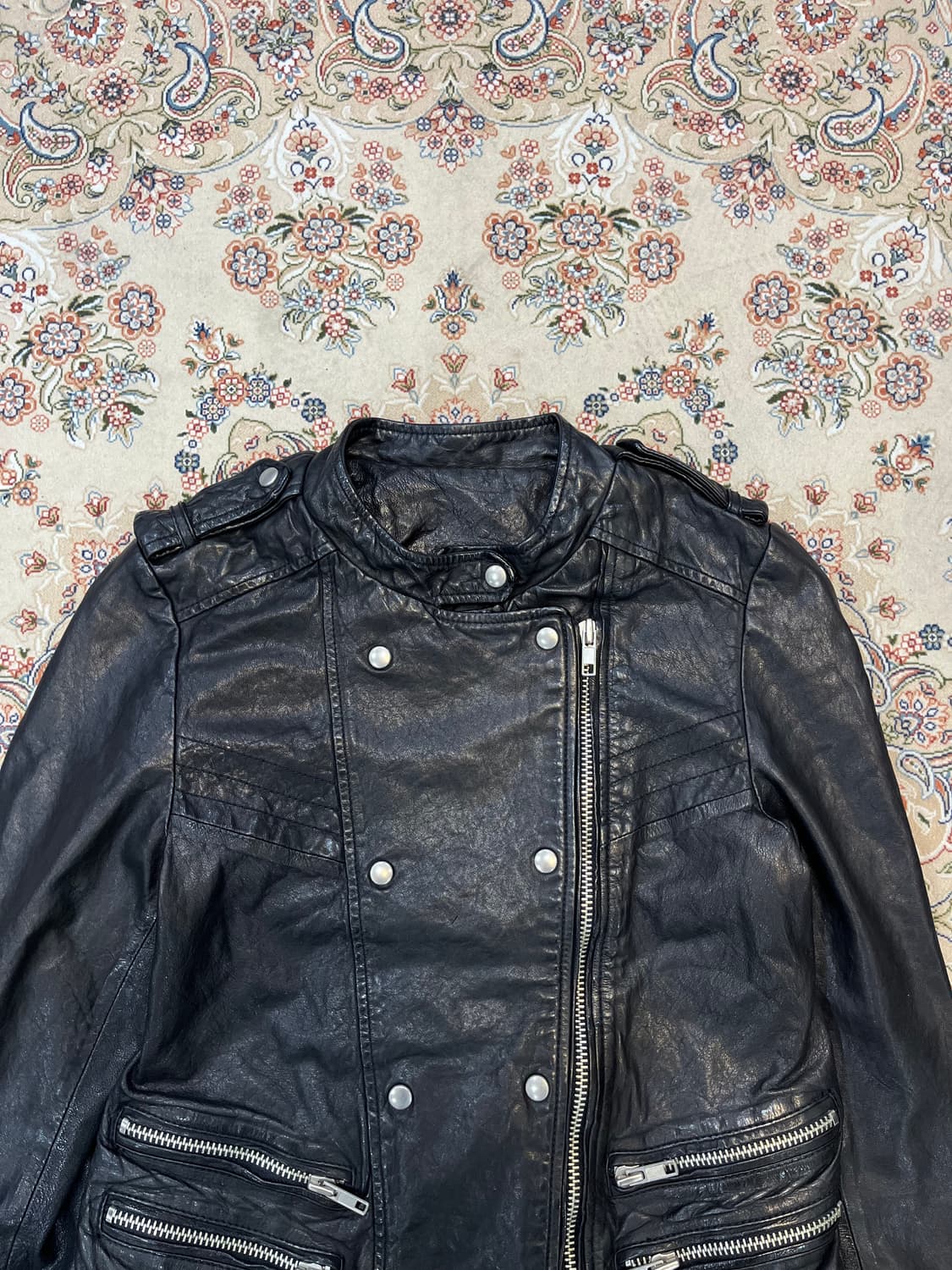 빈티지 사선 멀티지퍼 양가죽 자켓 상품이미지2