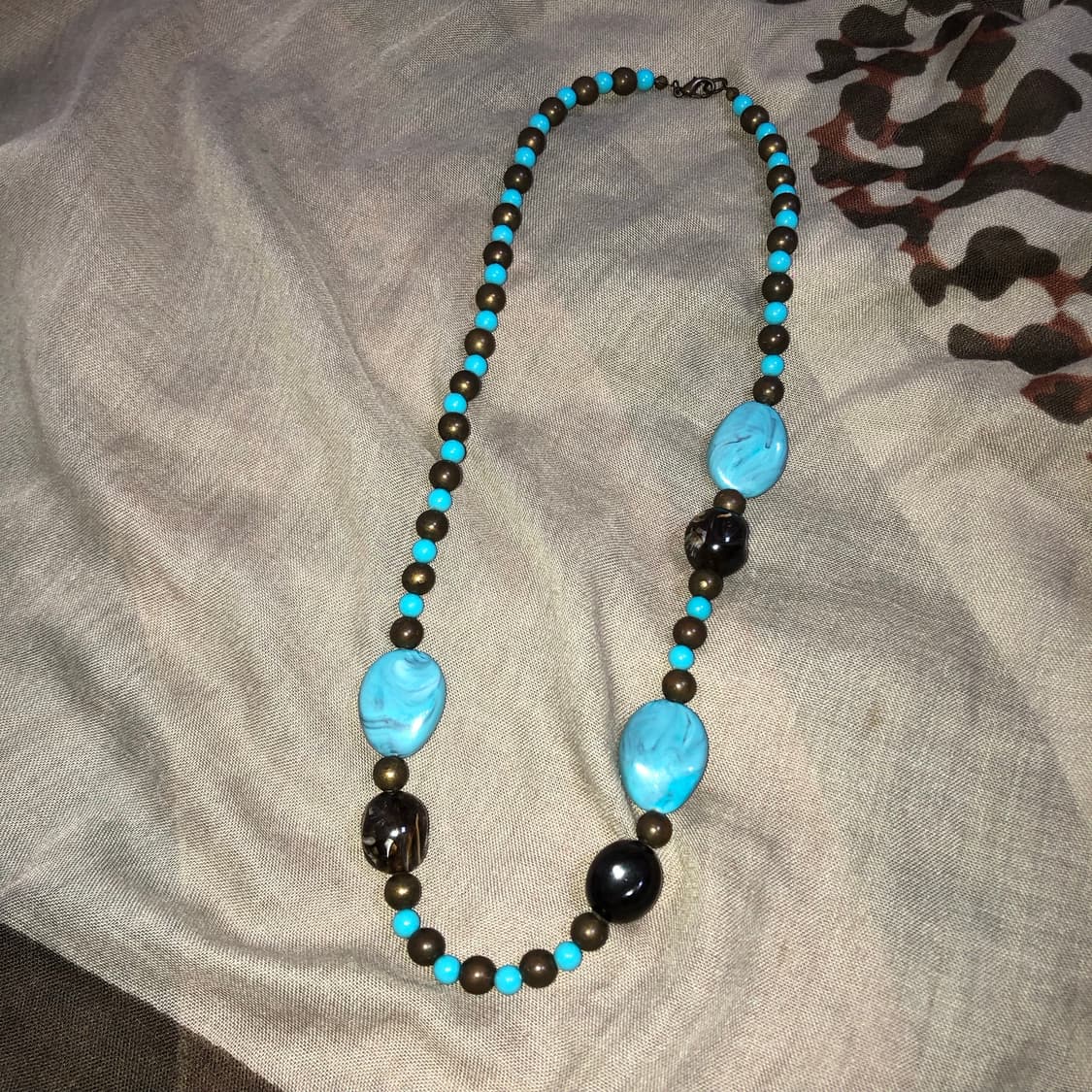 빈티지 터쿼이즈 브라운 목걸이 히피 페어리 오리엔탈 갸루 상품이미지1