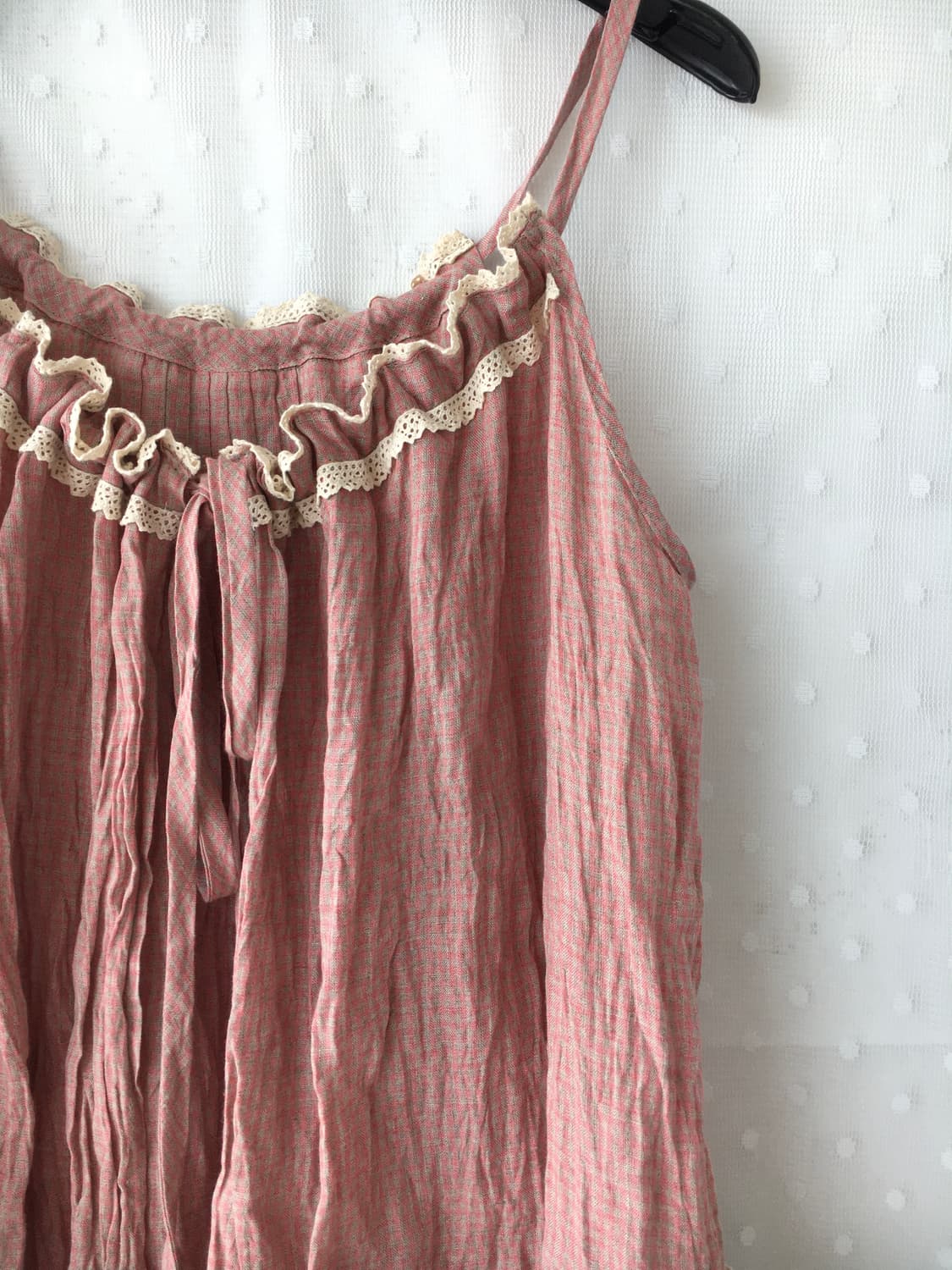 [Hand Made] 핸드메이드 핑크 체크 바선생 원피스 모리걸 상품이미지5