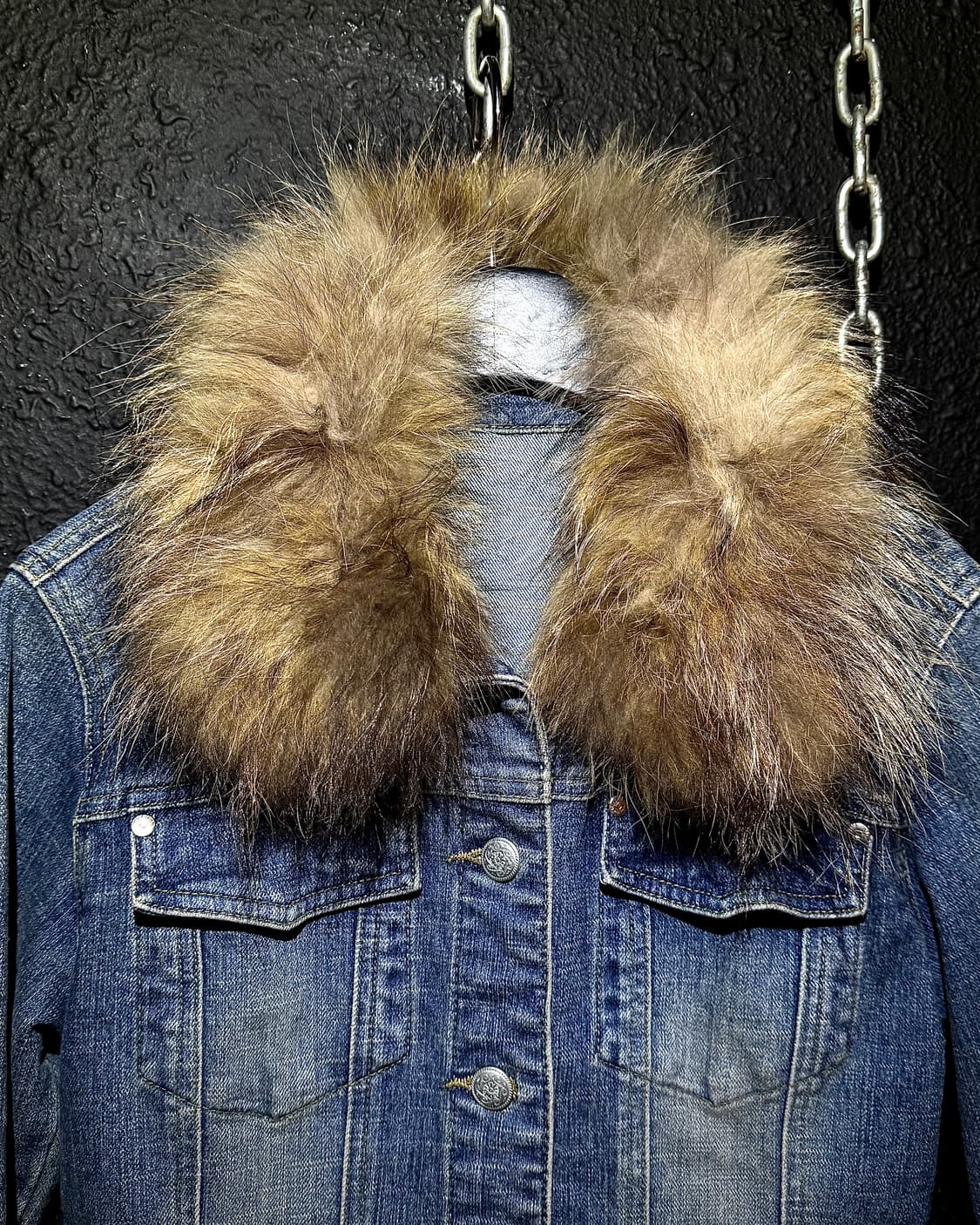 Denim Fur Collar Jacket – Light Wash  상품이미지3