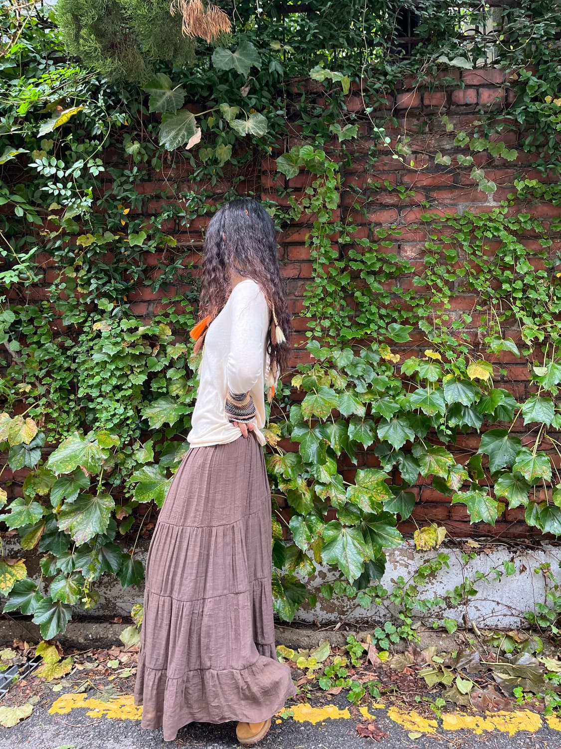 데일리무드 브라운 캉캉 롱스커트 상품이미지3