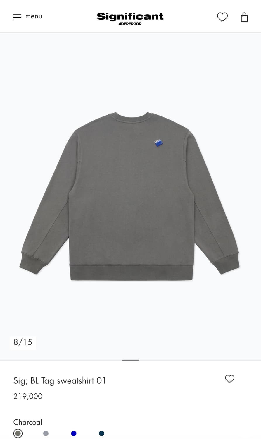[s] 아더에러 시그니피컨트 맨투맨 차콜 상품이미지2