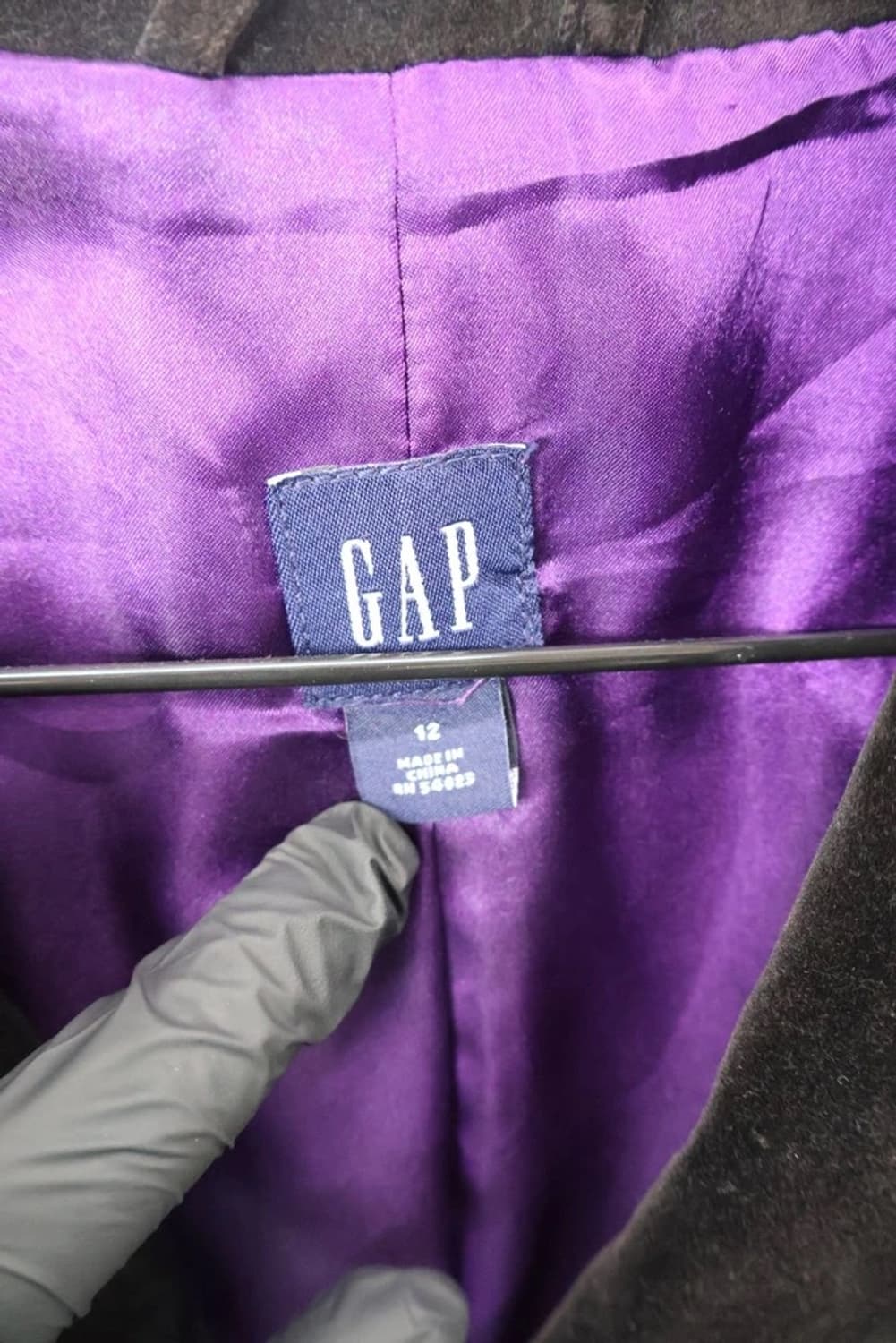 GAP Velvet Blazer Black Purple Lining 상품이미지6
