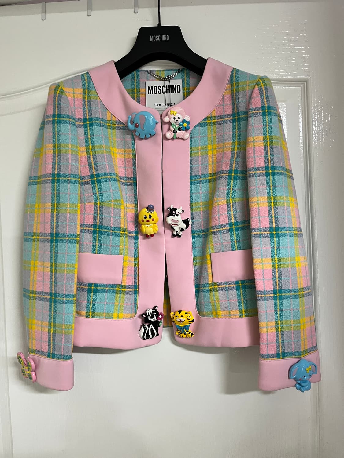 새상품) 모스키노 체크 연핑크 자켓 &치마 상품이미지1