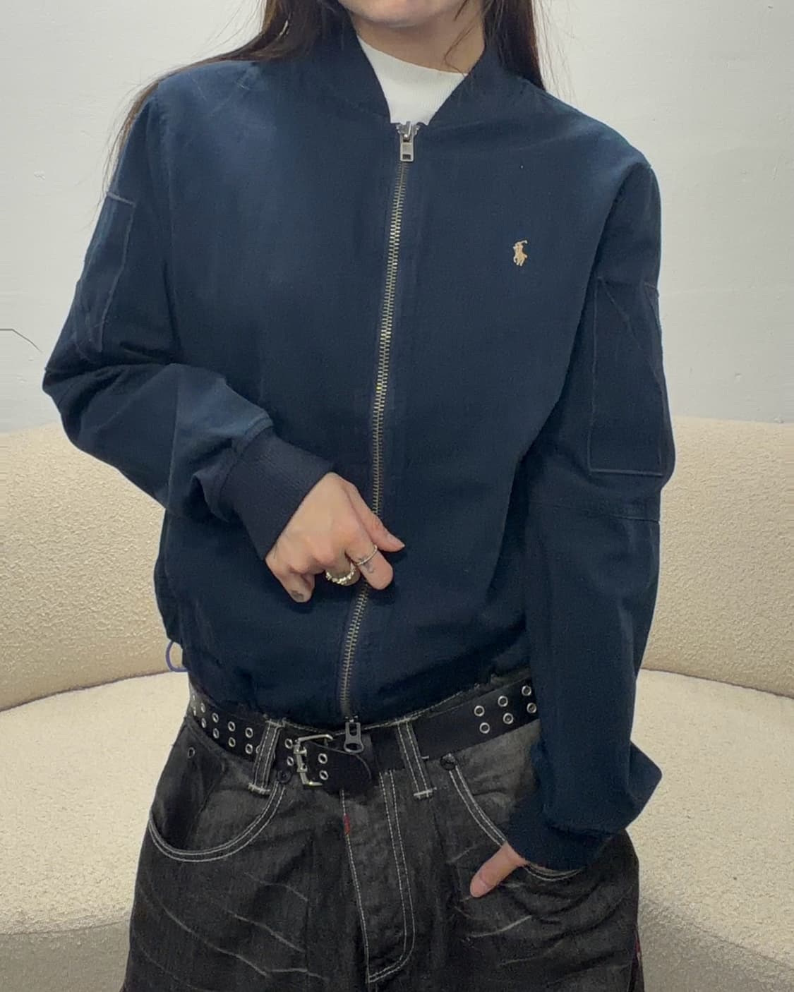 90s POLO 네이비 투웨이 코튼 블루종 jk 상품이미지2