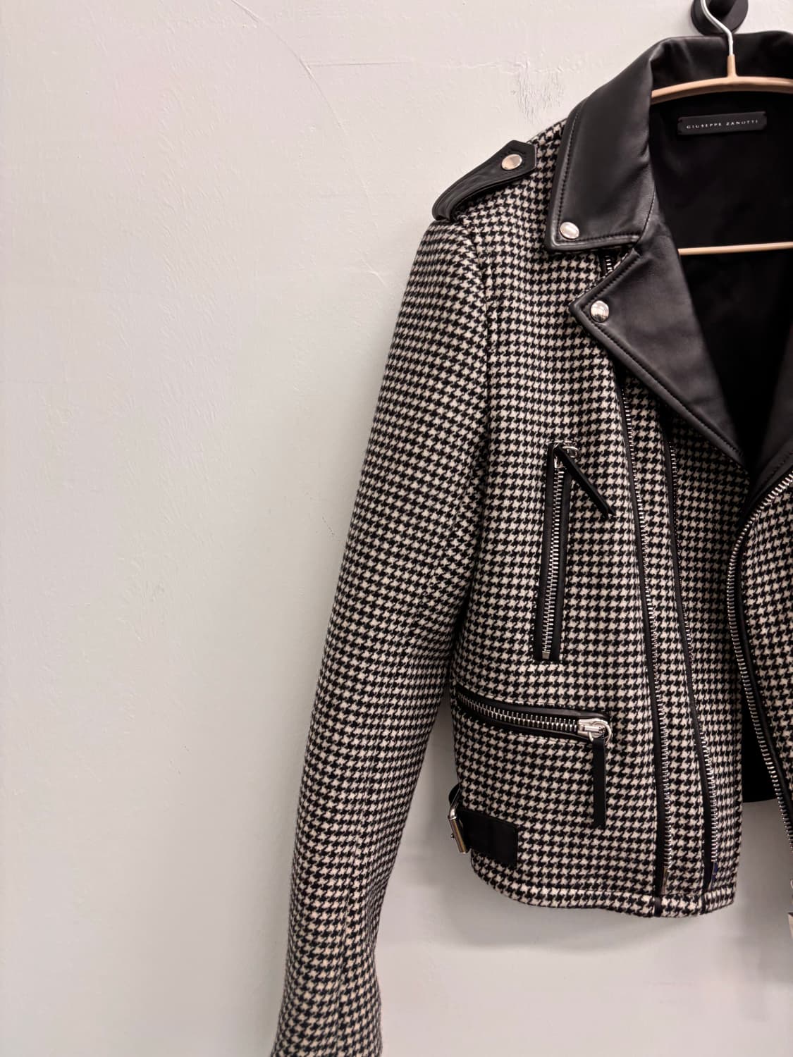 쥬세페 자노티 하운즈투스 체크 콤비 레더 라이더 자켓 상품이미지4