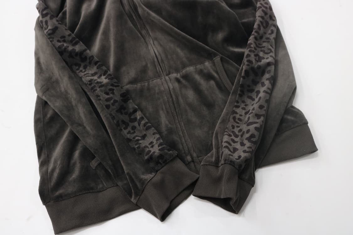 kissmark 키스마크 빈티지 레오파드 사이드라인 벨로아 후드 집업 L 상품이미지6