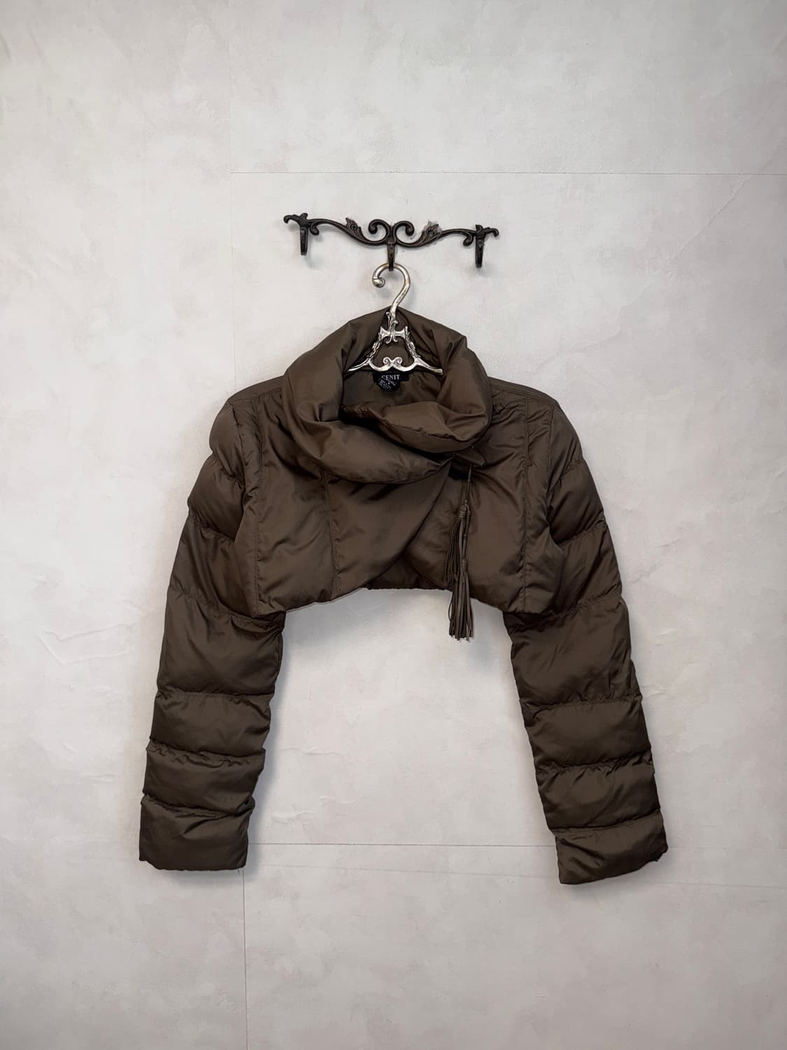 Brown wrap crop bolero down puffer  상품이미지1