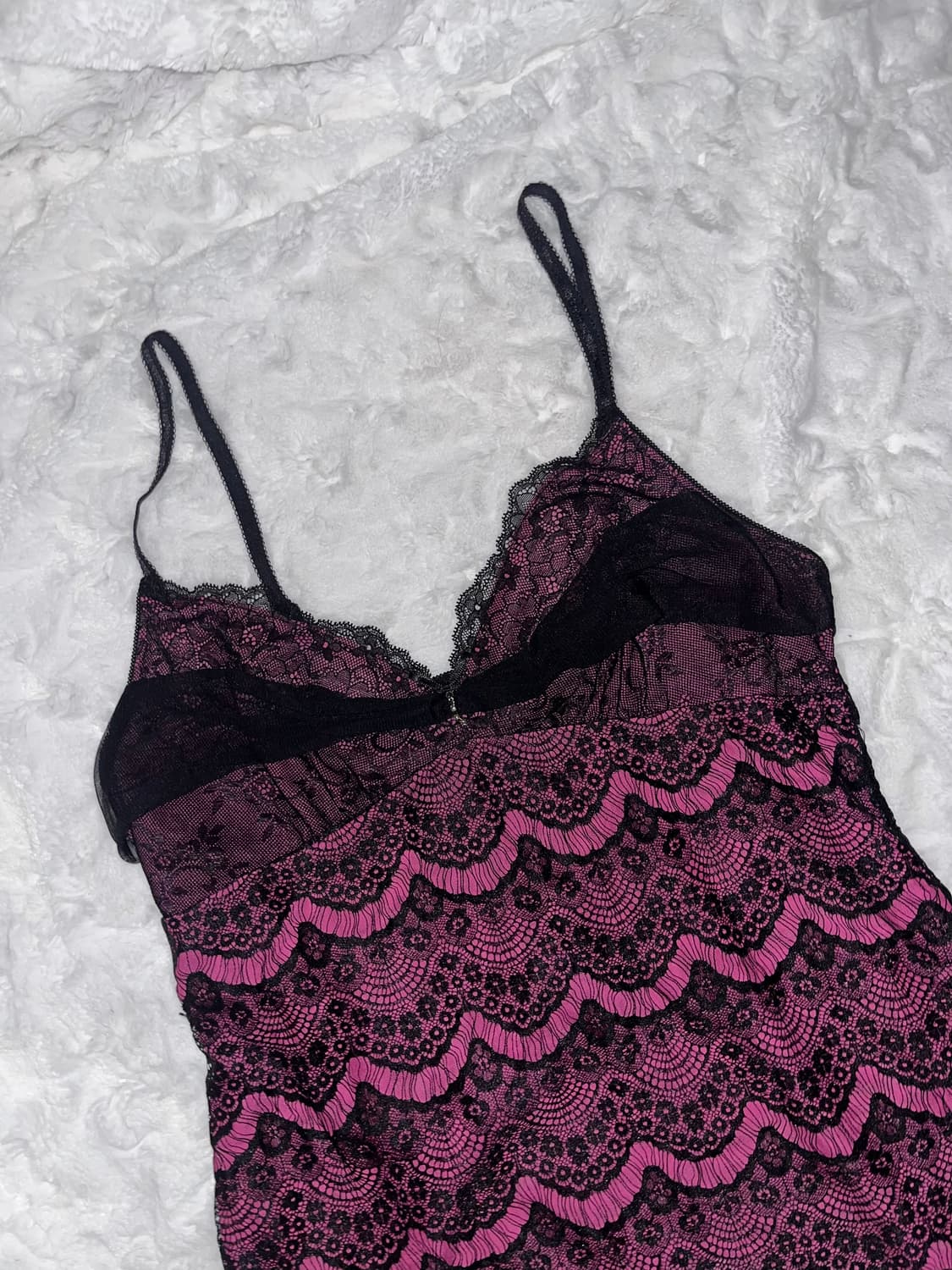 실물 보장♡ 대대장 큐빅 리본 셔링 레이스 슬립 뷔스티에 상품이미지4