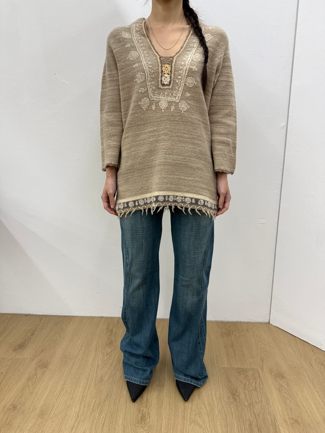 oil tycoon ethnic warm knit top 상품이미지3