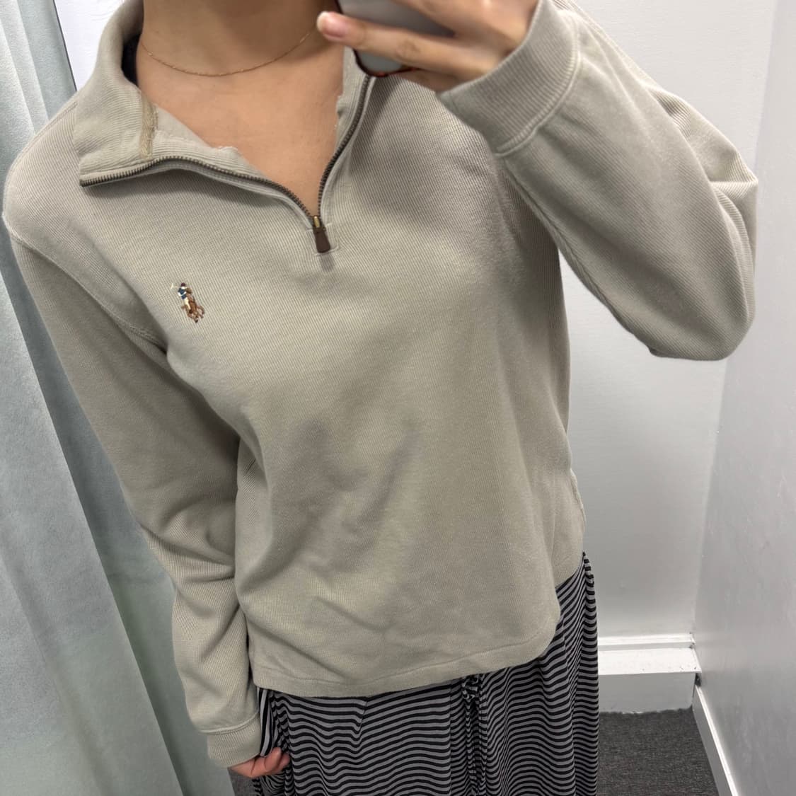폴로 베이지 반집업 니트 상품이미지2