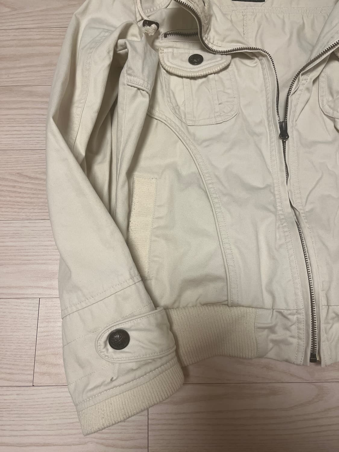 y2k button detail ivory hoodie jacket 상품이미지4