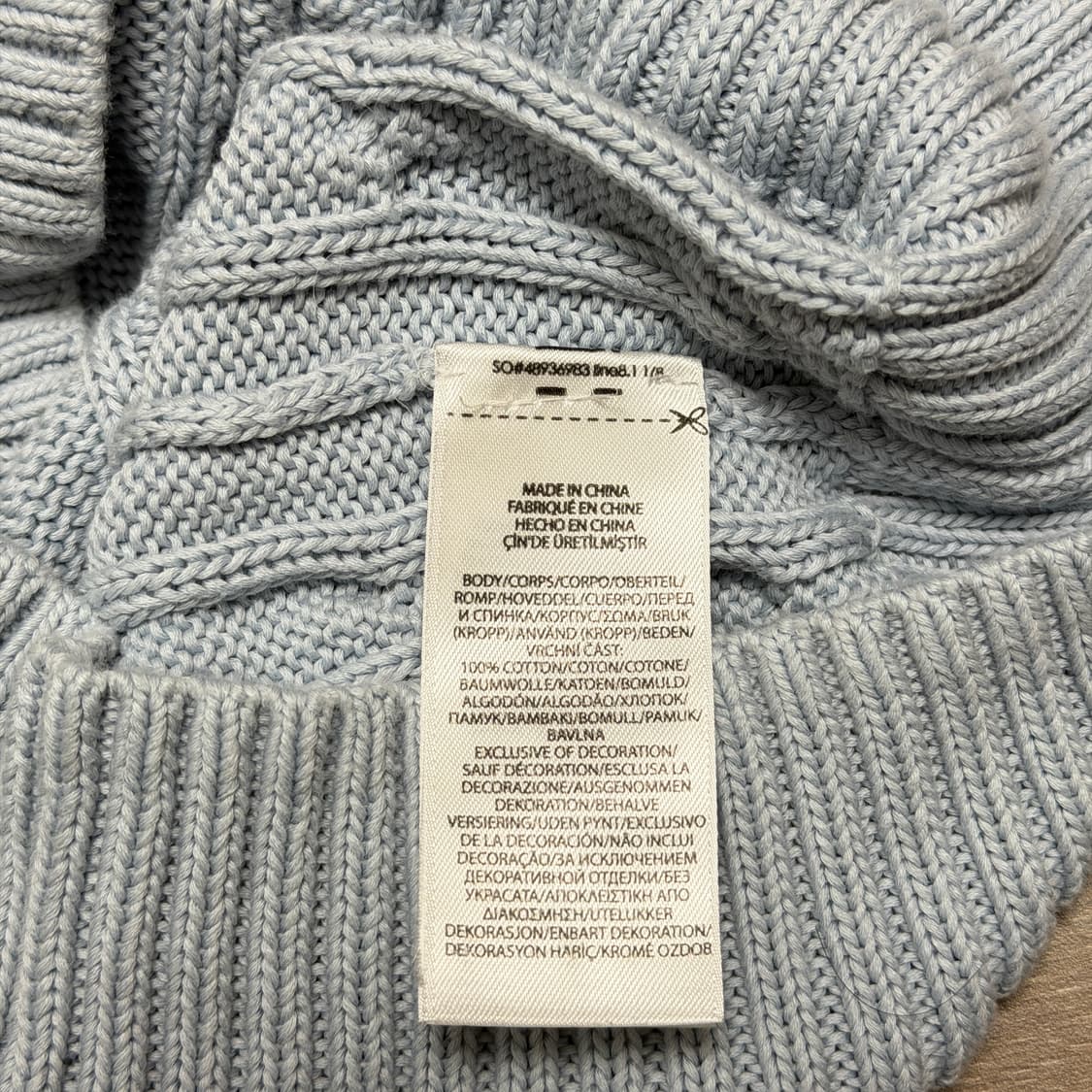 폴로 랄프로렌 꽈배기 케이블 니트 반팔 소라 블루 S 상품이미지4