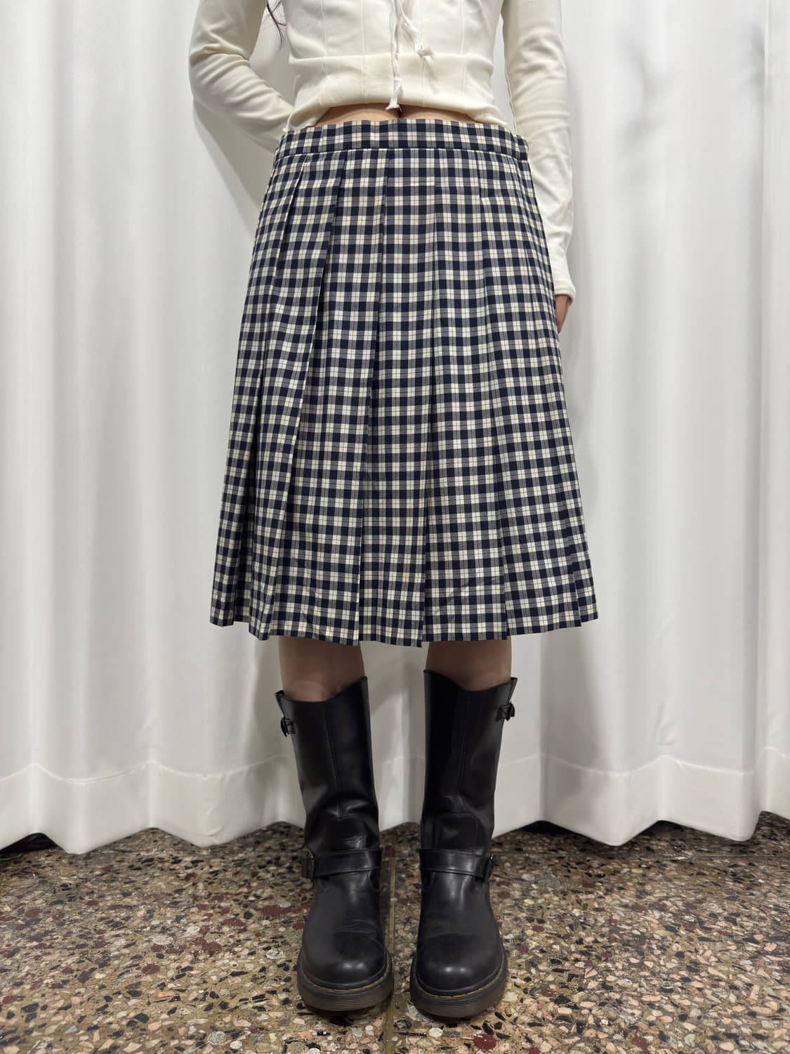 hanae mori check midi skirt 상품이미지4