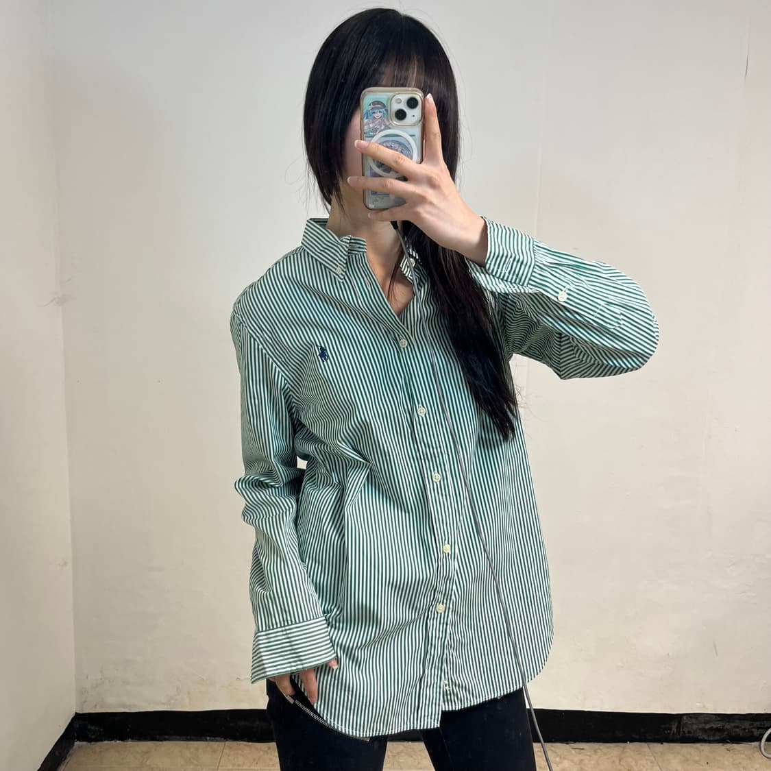 Polo Ralph Lauren green stripe shirt 상품이미지2
