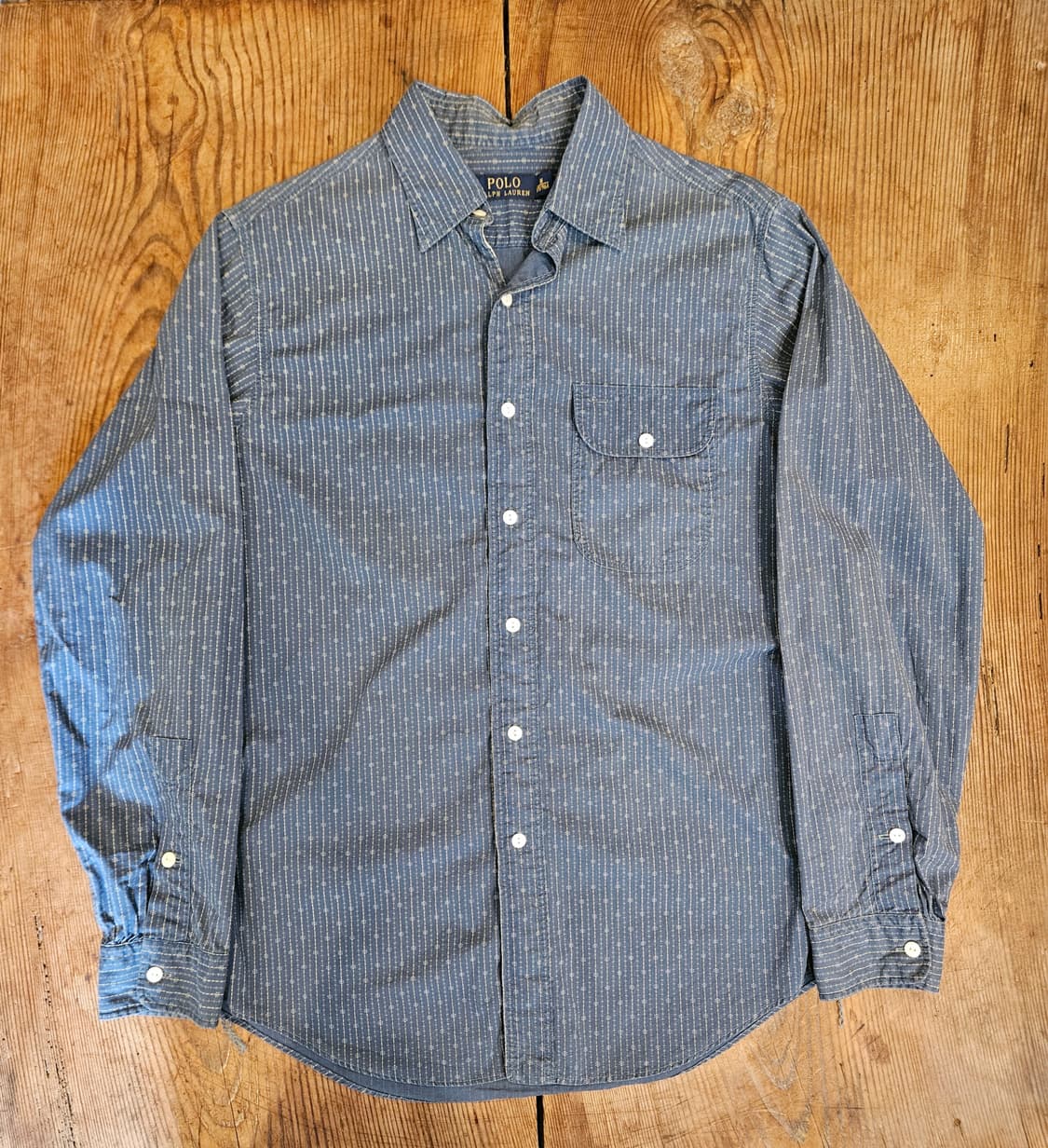 폴로 랄프로렌 인디고 워싱 코튼 스트라이프 셔츠  상품이미지1