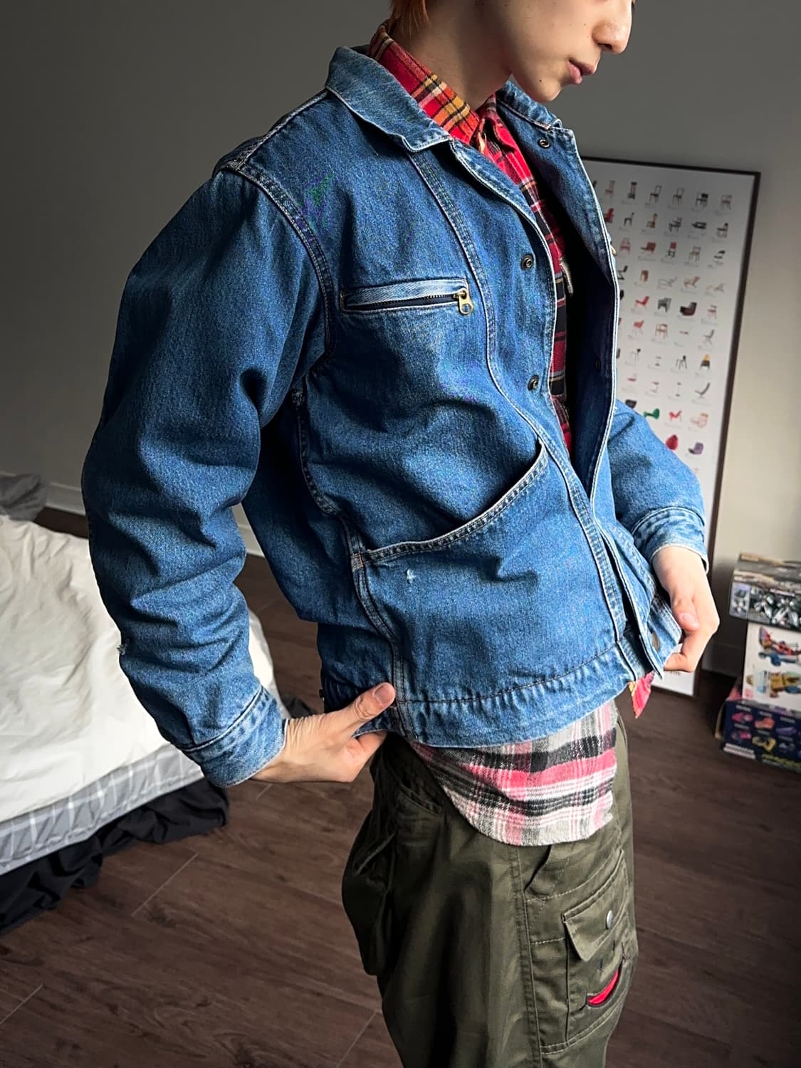 Edwin 터쿠아즈 플리스 크롭 트러커 자켓 상품이미지2