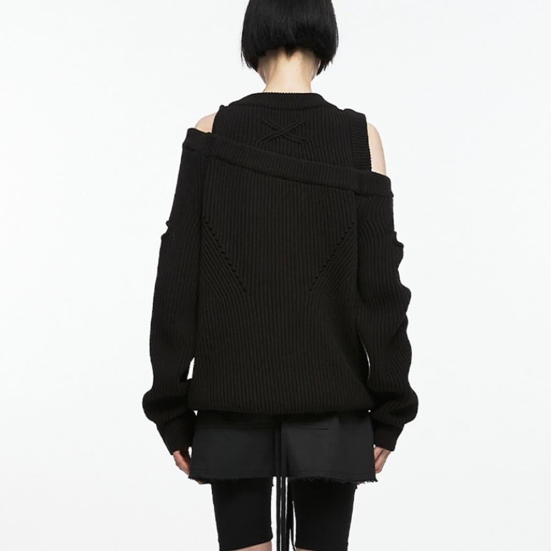 나체 ASYMMETRIC LAYERED KNIT / black 상품이미지2