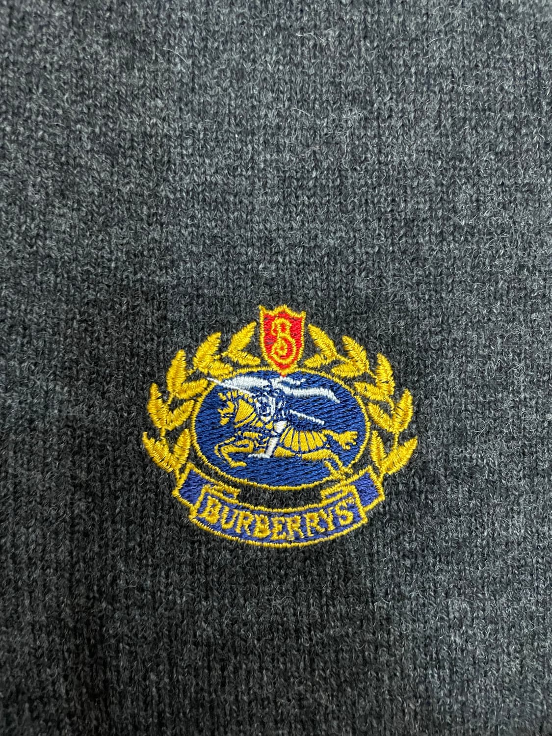 90s 버버리 퓨어 램스울 스웨터 니트 그레이 상품이미지5