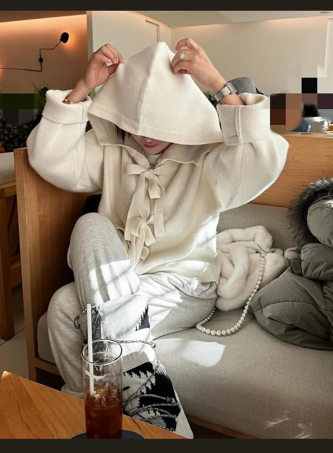 AAV 아브컬렉션 리본 후디 가디건 상품이미지2