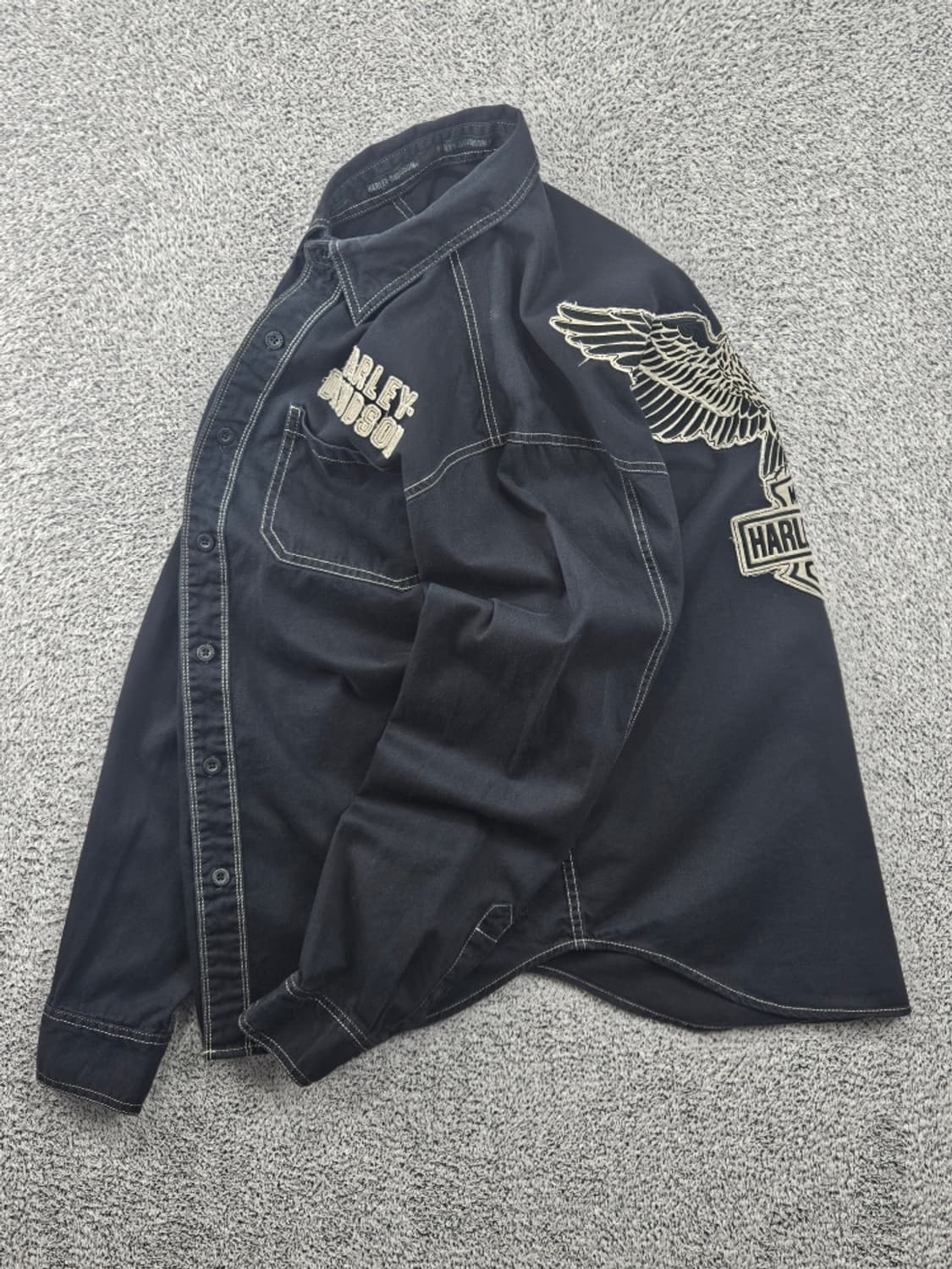 할리데이비슨 스티치 포켓 윙즈이글 바이커 셔츠 ( M ) / 11589 상품이미지4