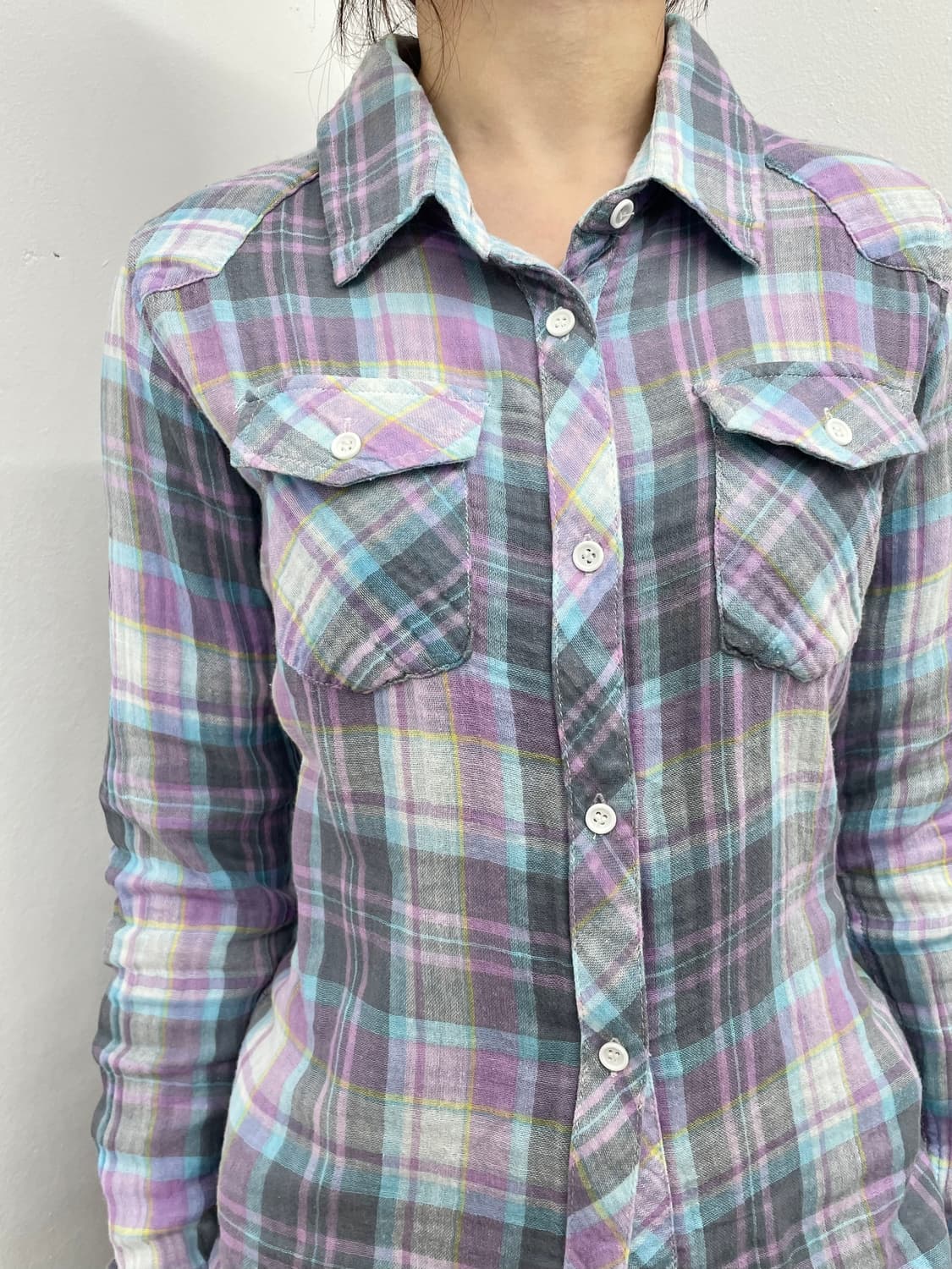 캔디 체크 포켓 셔츠 상품이미지3