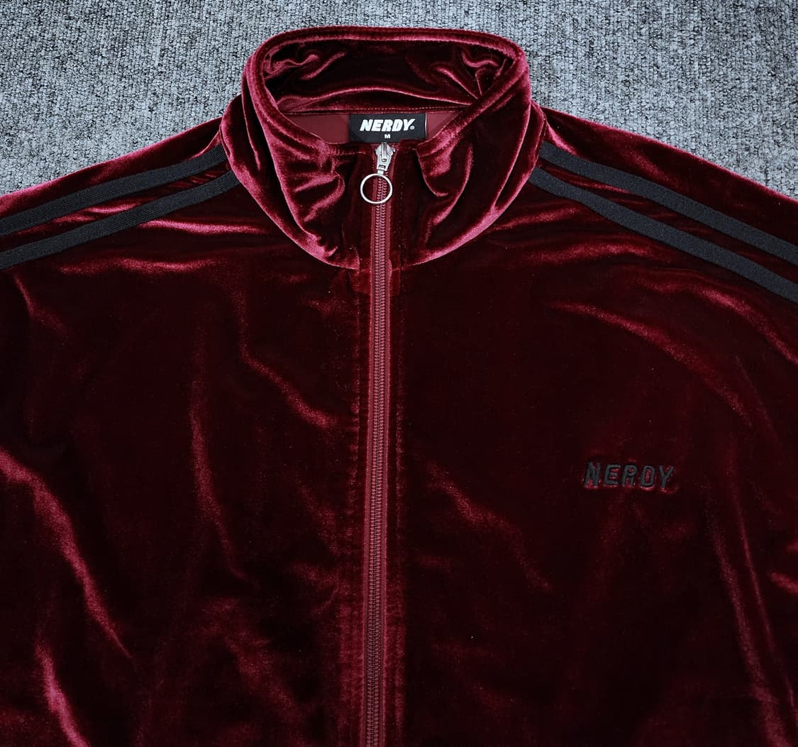널디 버건디 벨루어 벨벳 트랙탑 져지 M 상품이미지4