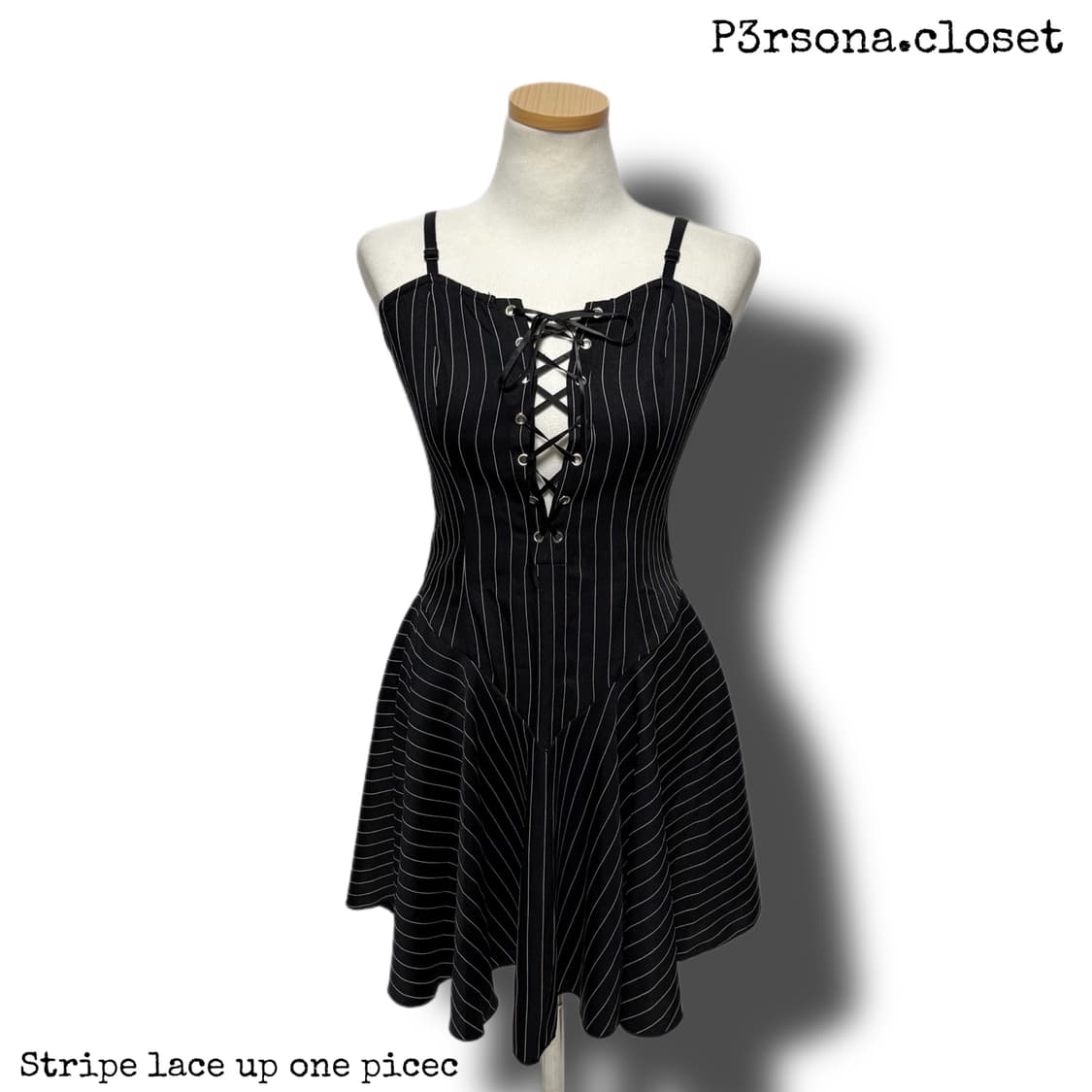 Stripe lace up one picec 상품이미지1