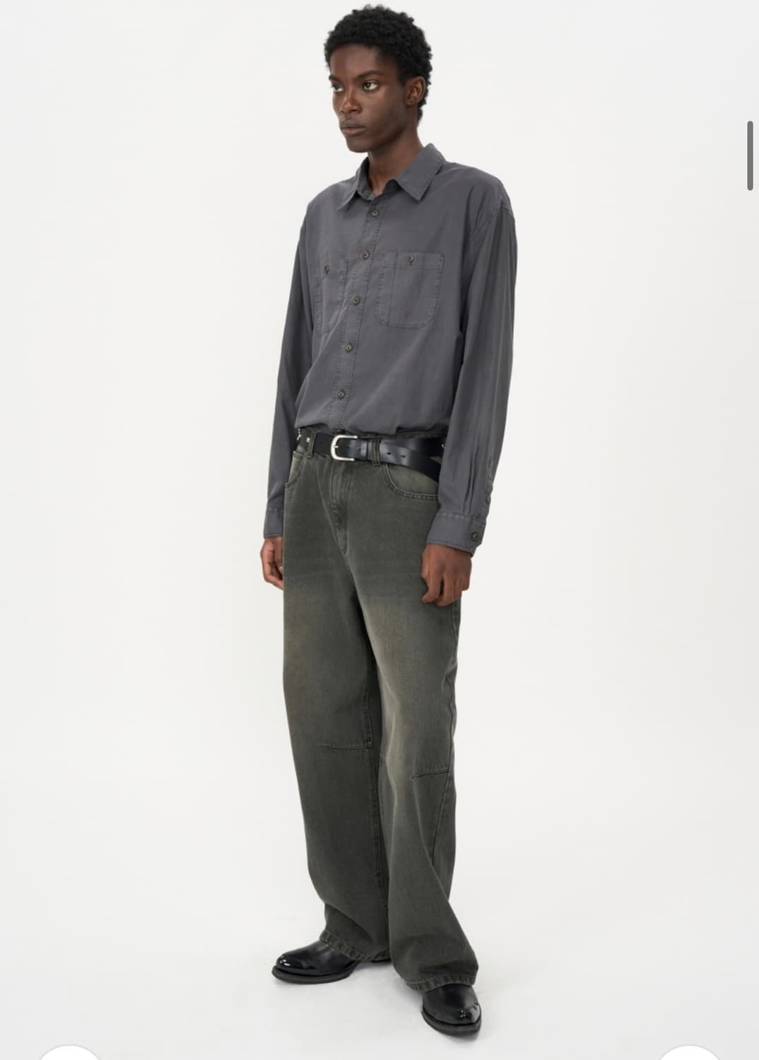 인사일런스 가먼트다잉 워크 셔츠 CHARCOAL L사이즈 상품이미지5