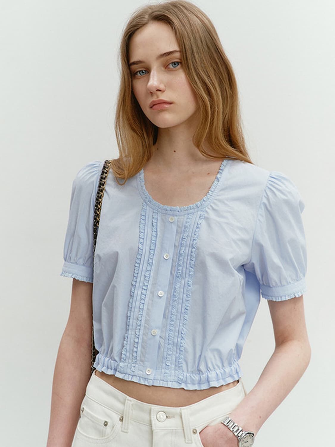 던스트 SHIRRING RIBBONED BLOUSE 블라우스 m 상품이미지1
