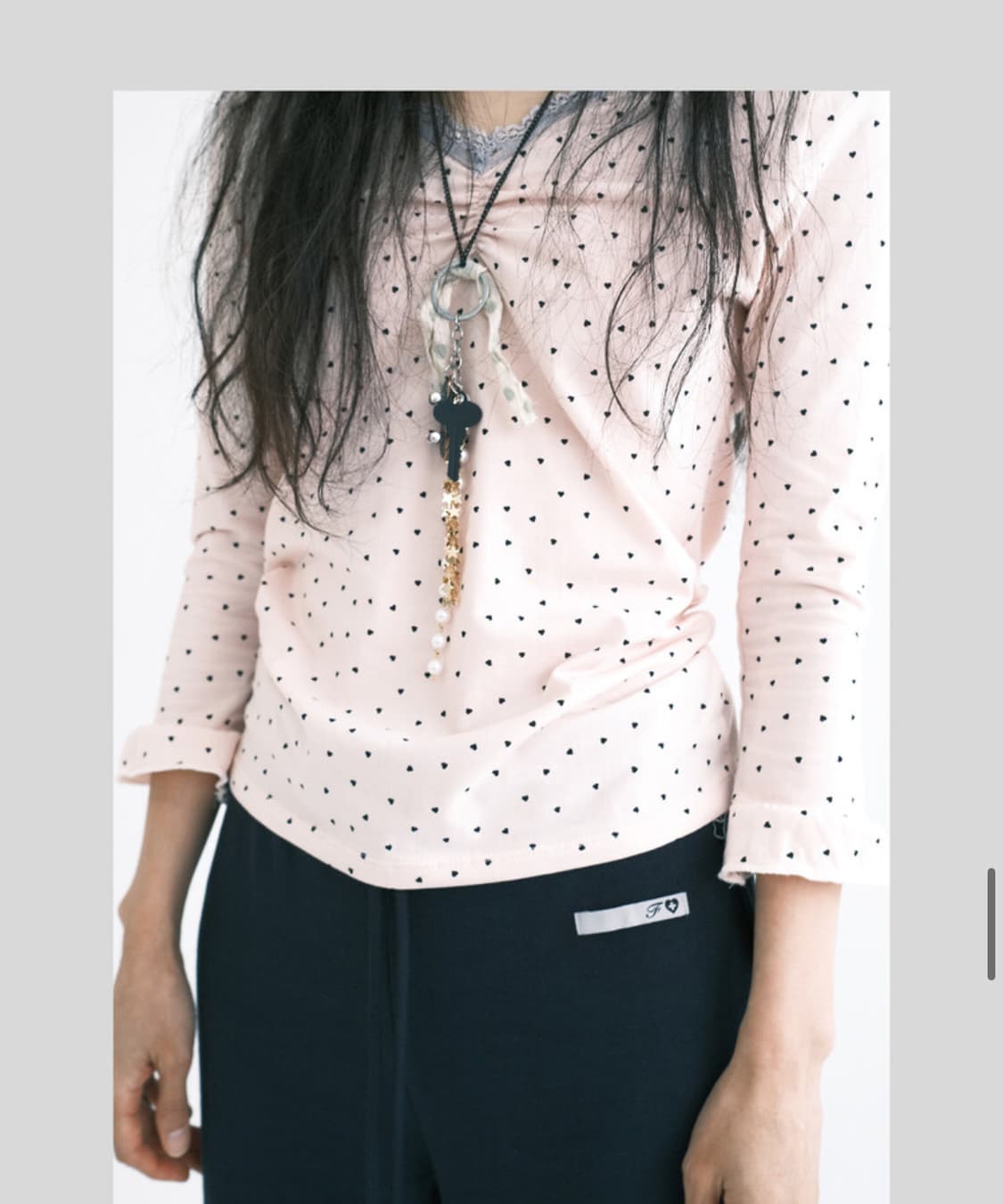 샵페어리 미니 하트 레이스탑 라이트핑크 상품이미지3