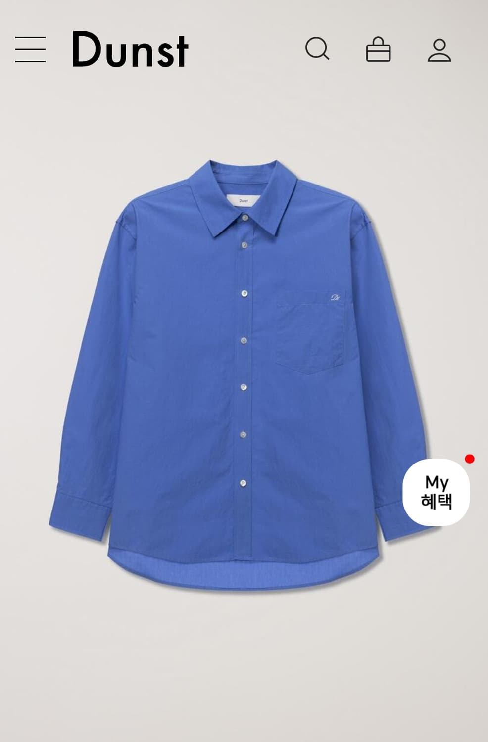 던스트 클래식 오버셔츠 블루 XS 상품이미지1