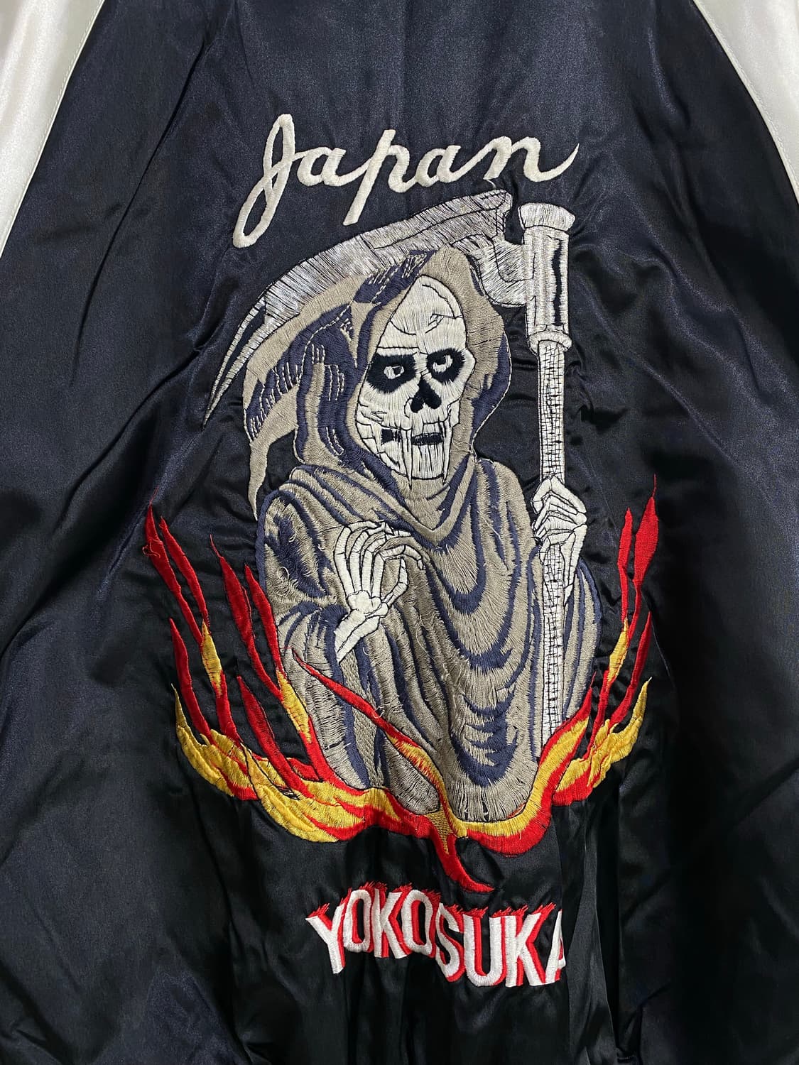 JAPANESE VINTAGE 엠브로이드 스컬 스카쟌 상품이미지4