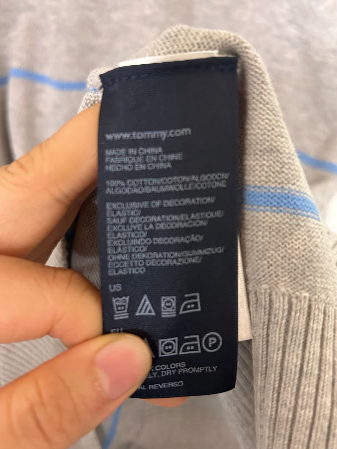 타미힐피거 스트라이프 V넥 니트 M 상품이미지4