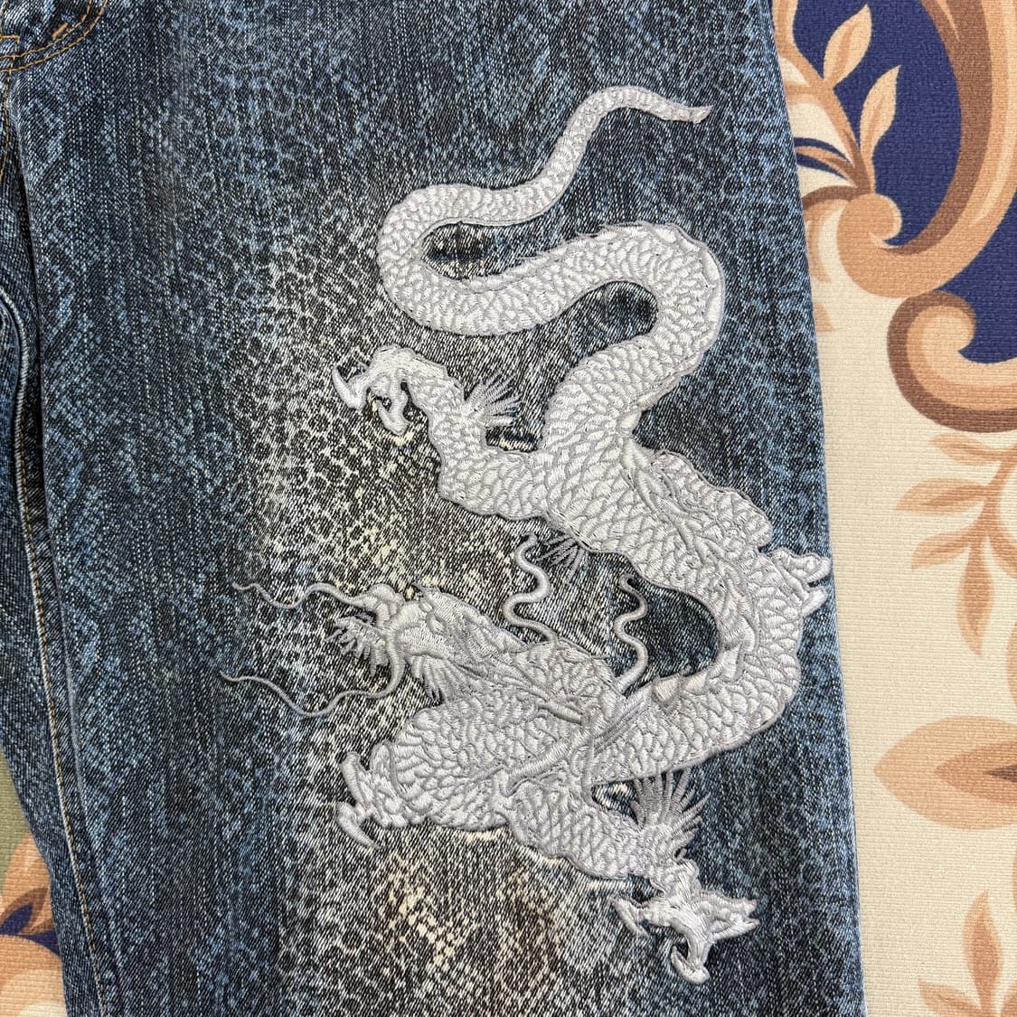 (40)JPN 카라쿠리 오리엔탈 용자수 데님팬츠 상품이미지2