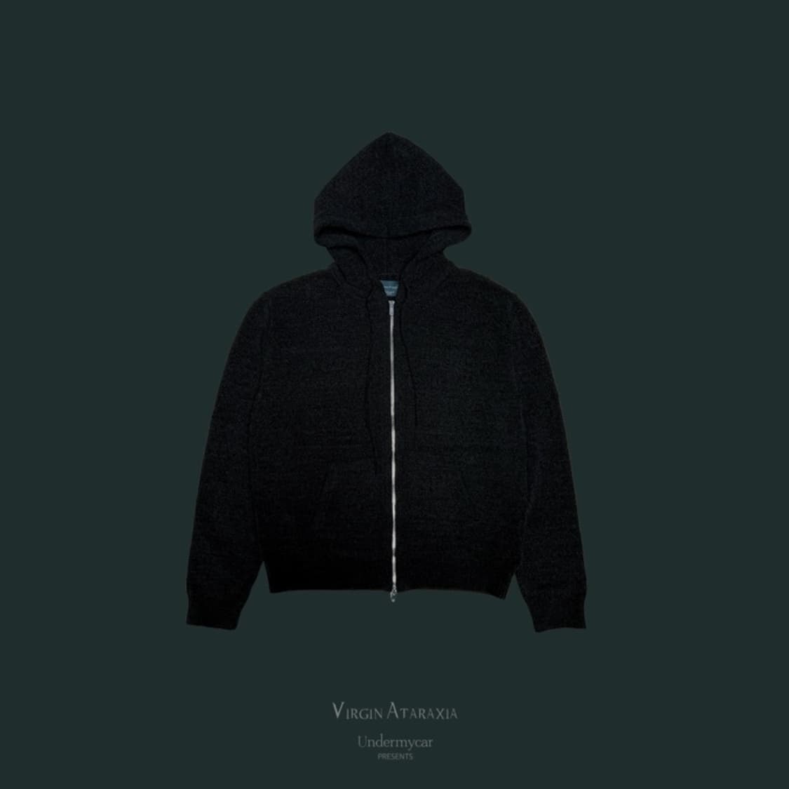 [2]언더마이카 플로럴 핀장식 어쌔신 벨벳 얀 니트 후드집업 블랙 상품이미지1