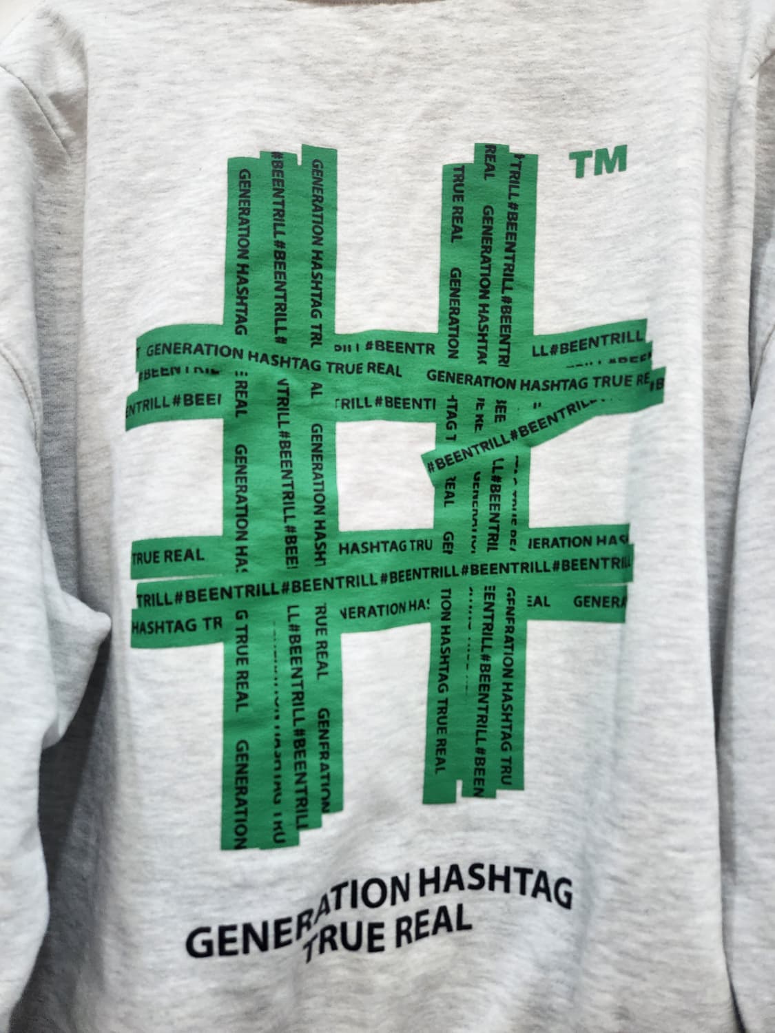 빈트릴 그린 테이핑 해시태그 컴포트핏 맨투맨 남성 100사이즈 상품이미지2