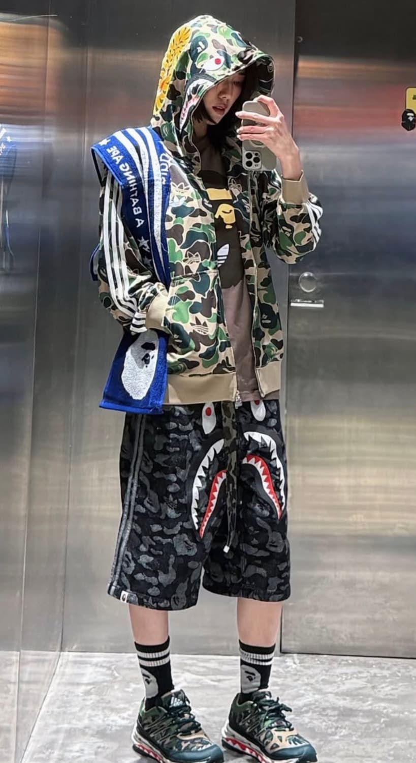 [s] 26ss 베이프 아디다스 샤크 후드집업 카모 새상품 급처해용❤️ 상품이미지3