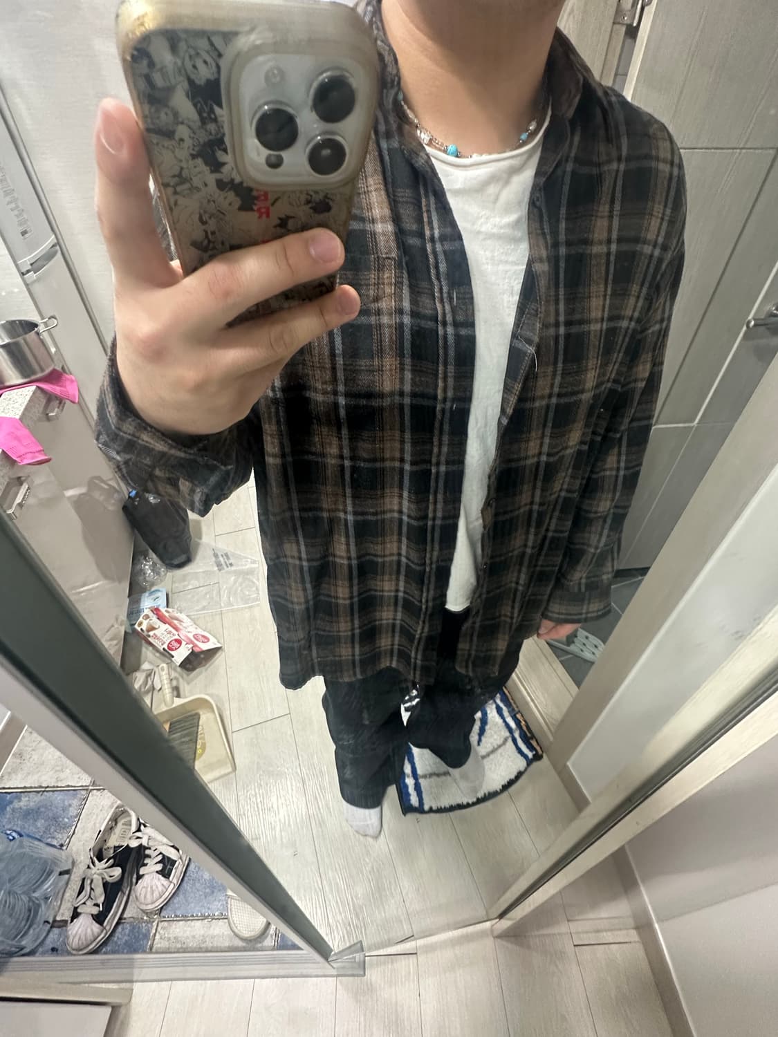 스탠다드 에러 체크셔츠 브라운 M 상품이미지1