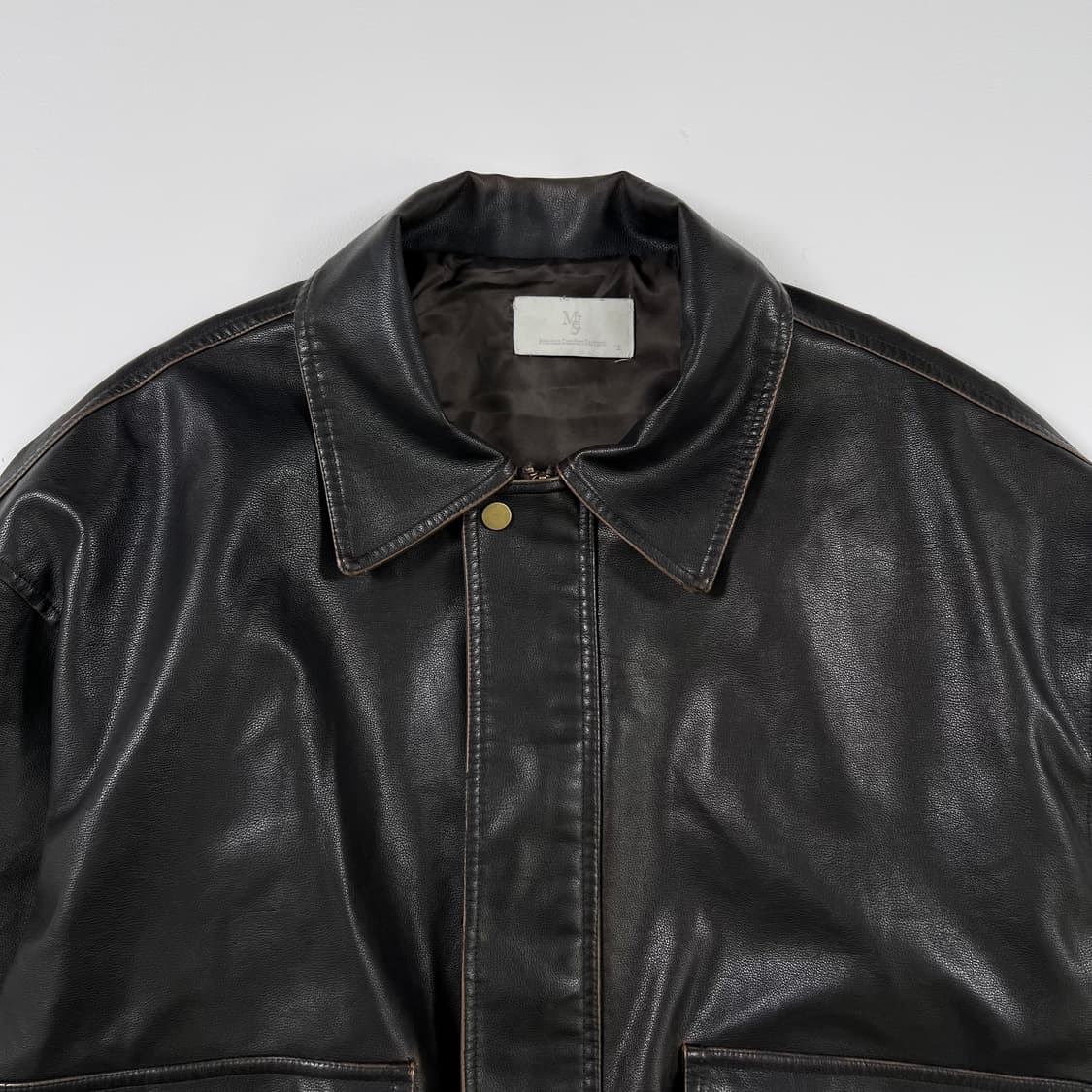 MJ 빈티지 레더 봄버 자켓 상품이미지4