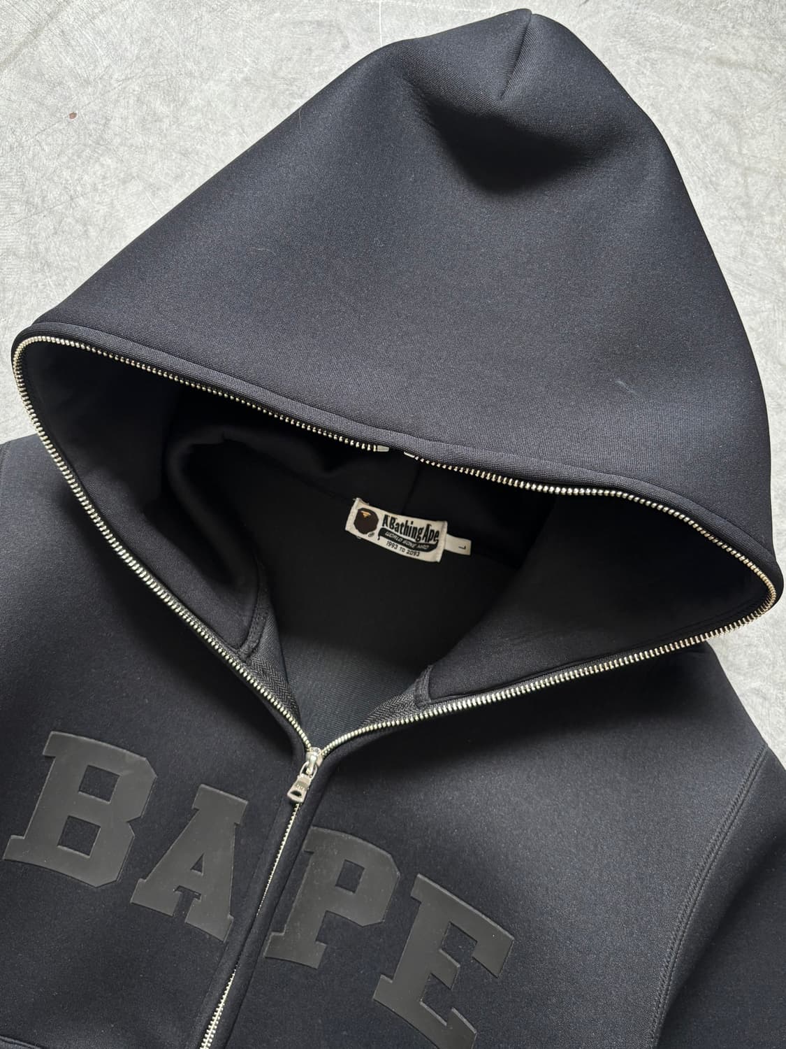 Bape 베이프 블랙 네오프렌 풀 집업 후드 집업 상품이미지3