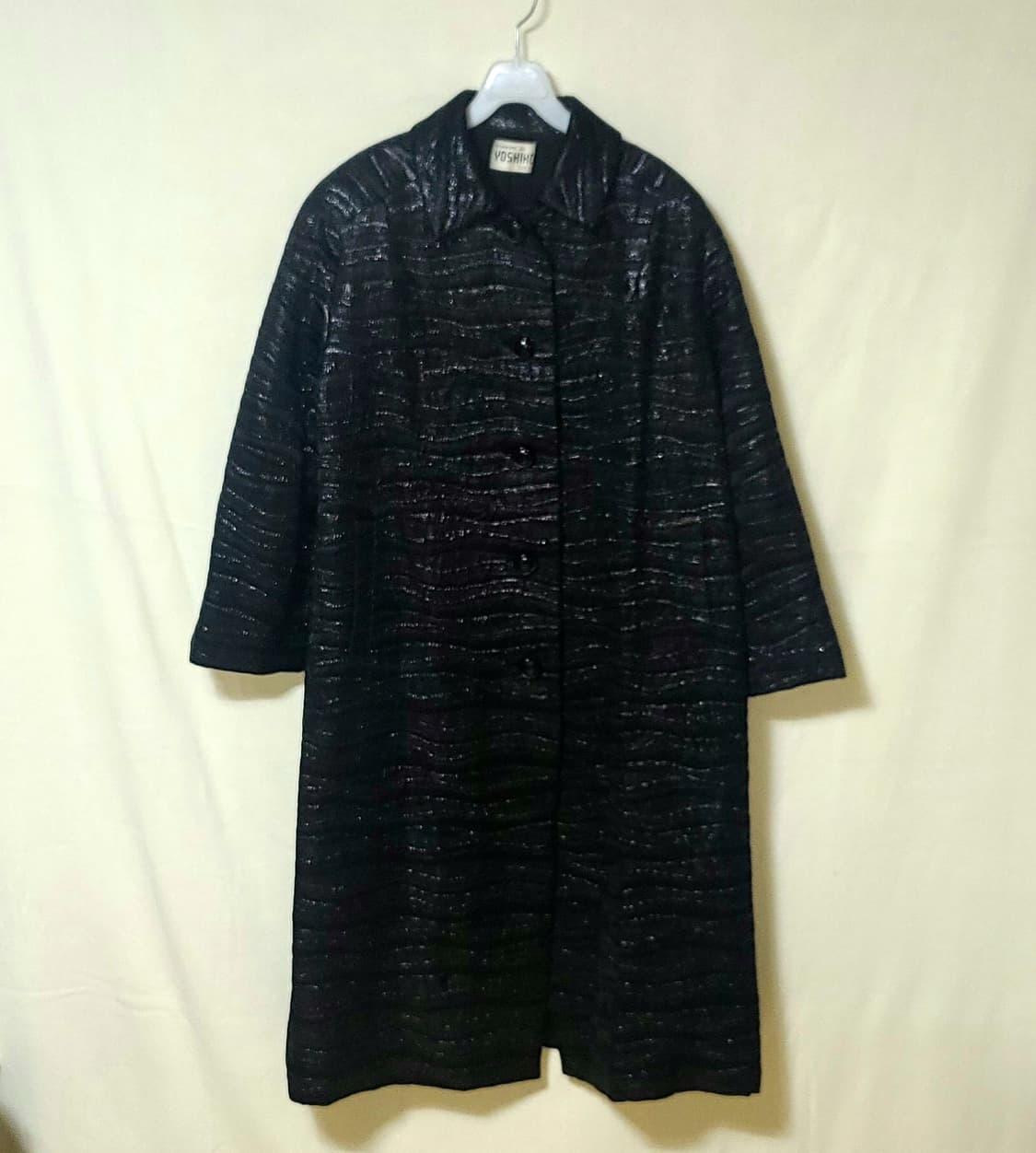 YOSHIKO 클래식 와이드 박시핏 트윙클 자가드 롱코트 상품이미지1