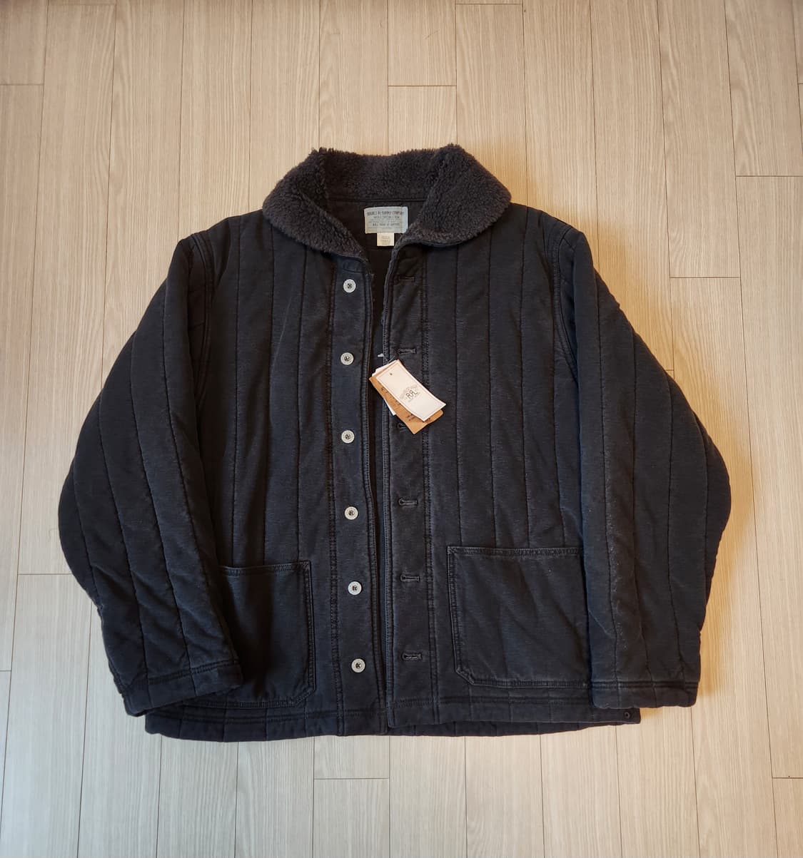 더블알엘 rrl 플리스 칼라 퀄트 저지 재킷 L 상품이미지2