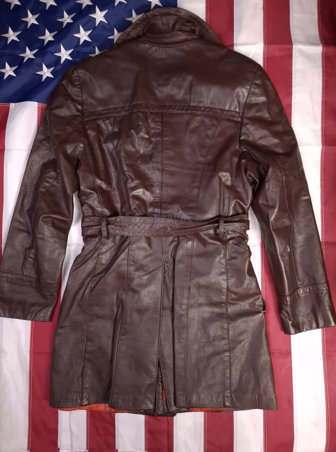 70's 오리지날 캐나다제조 리얼레더 트렌치코트 상품이미지10