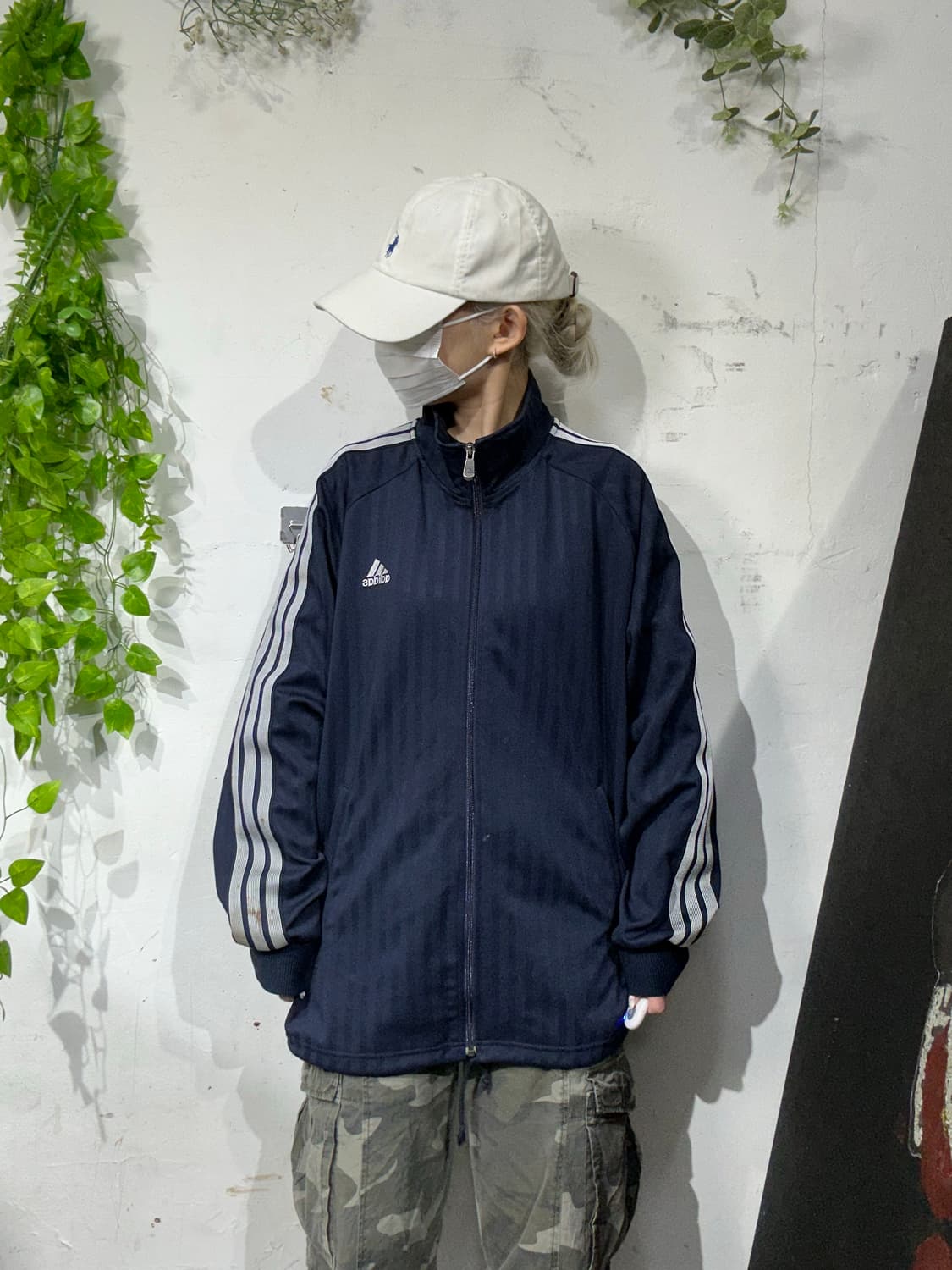 아디다스 네이비 그레이 삼선 오버핏 트랙탑 져지 L 상품이미지2